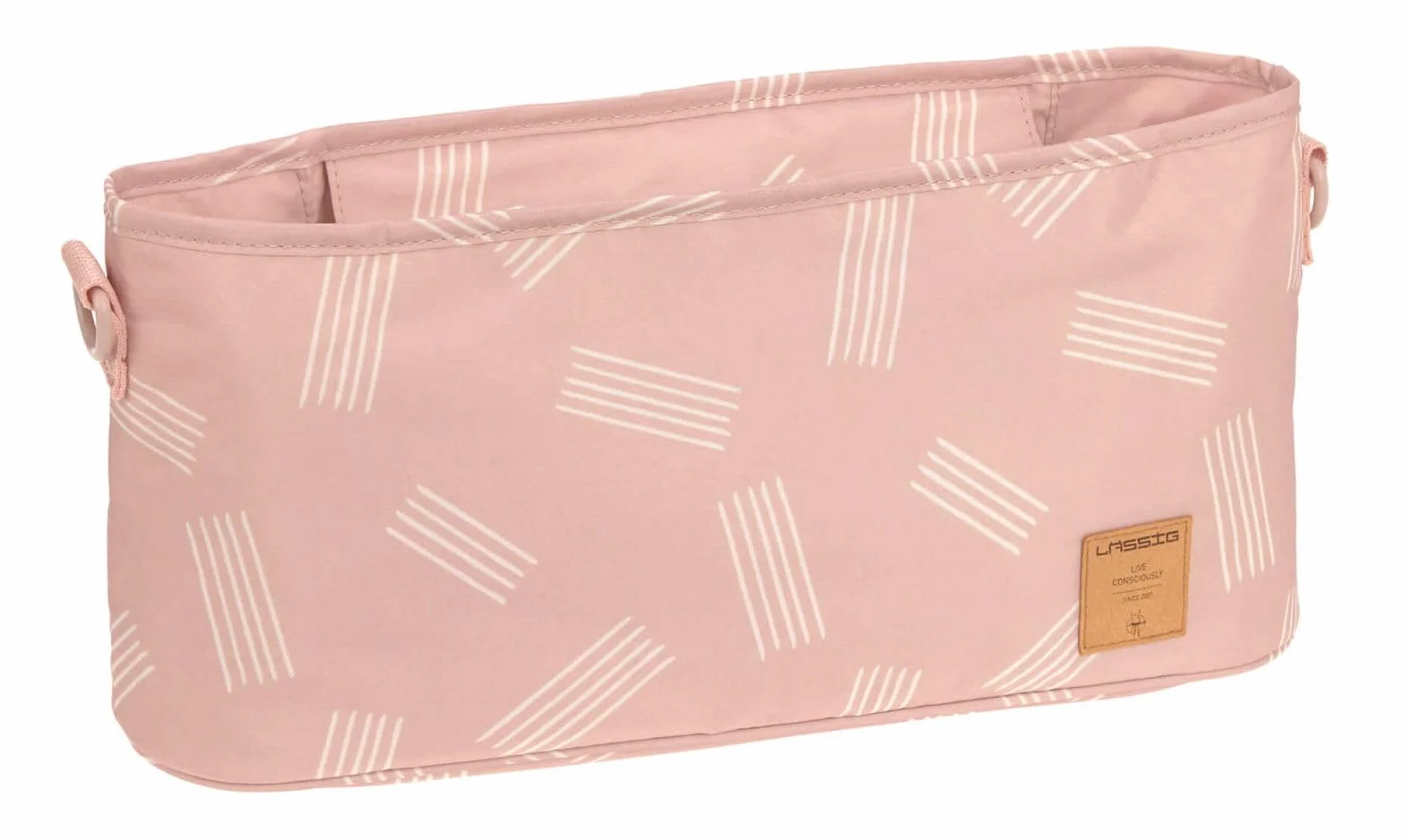 LÄSSIG Organizer do wózka dziecięcego Buggy Organizer torba do wózka dziecięcego wraz z mocowaniem do wózka dziecięcego/Casual Buggy Organizer Soft Stripes różowy