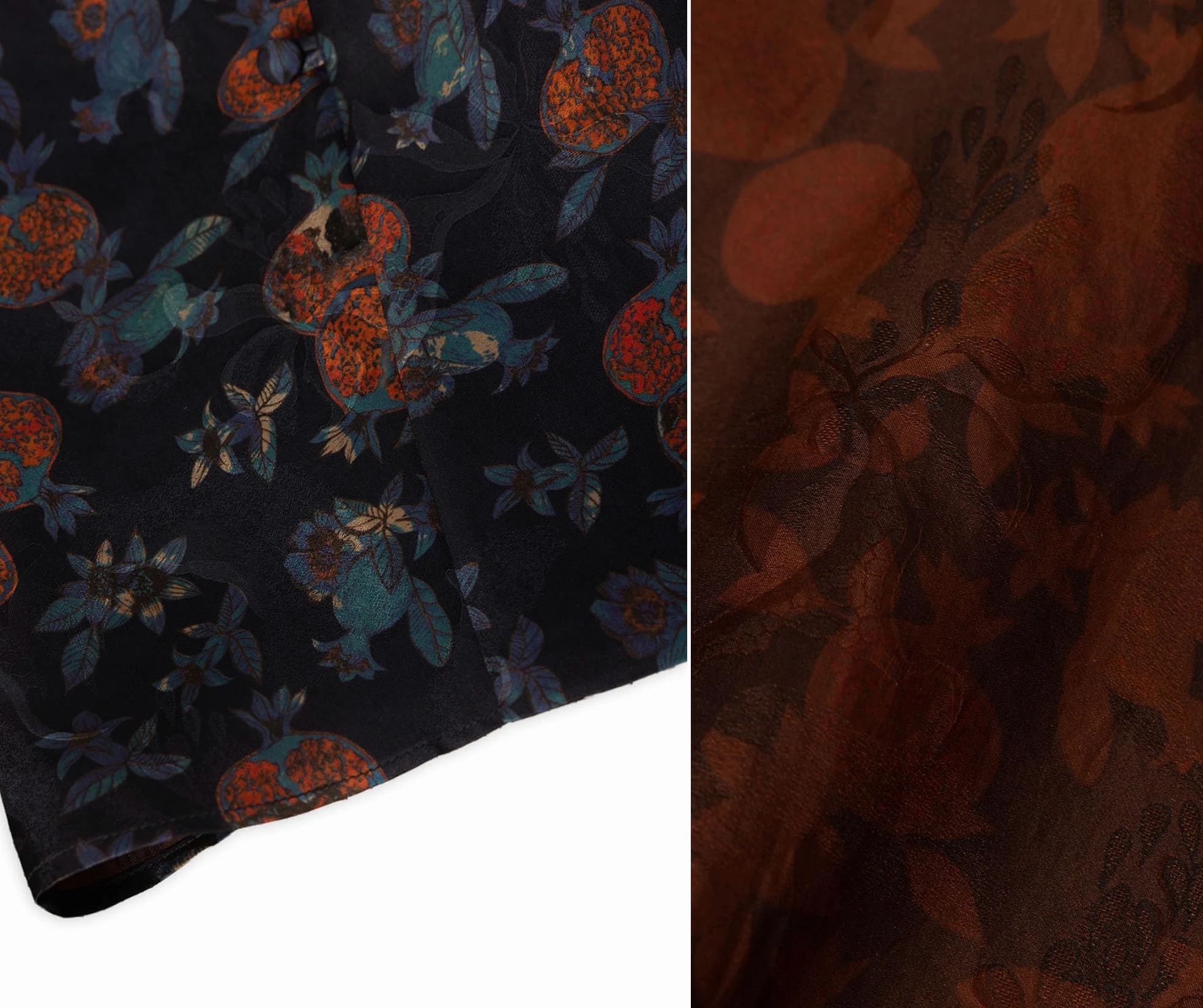 HangErFeng Damska jedwabna bluzka Xiangyunsha Granat Print Top 656