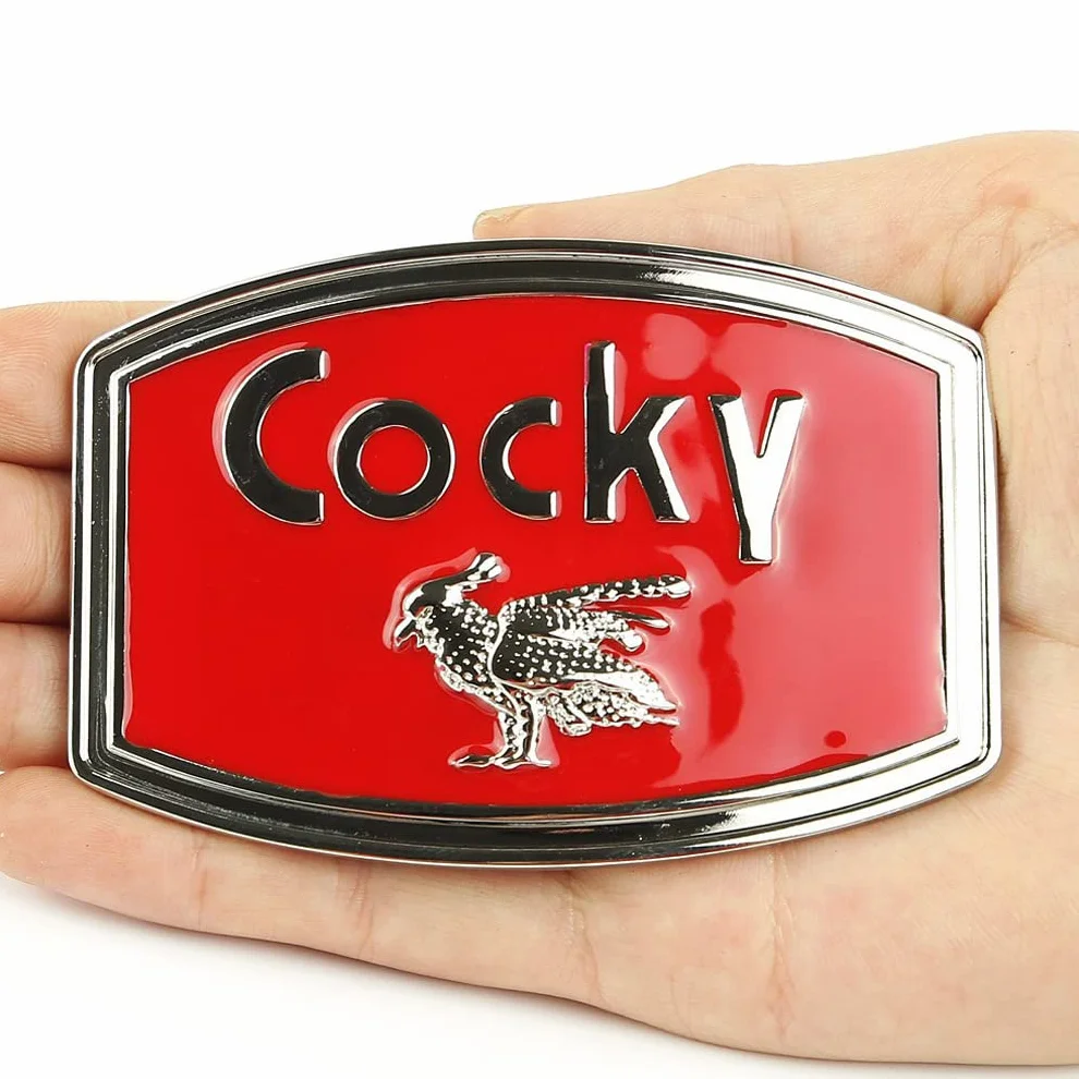 LKMY Cocky odlewany ciśnieniowo chrom wykończenie metalowe, zachodni pasek klamra amerykański styl indyjski (czerwony), rozmiar: klamra: około 3,5 x 2,7 cala (9 cm x 7 cm)