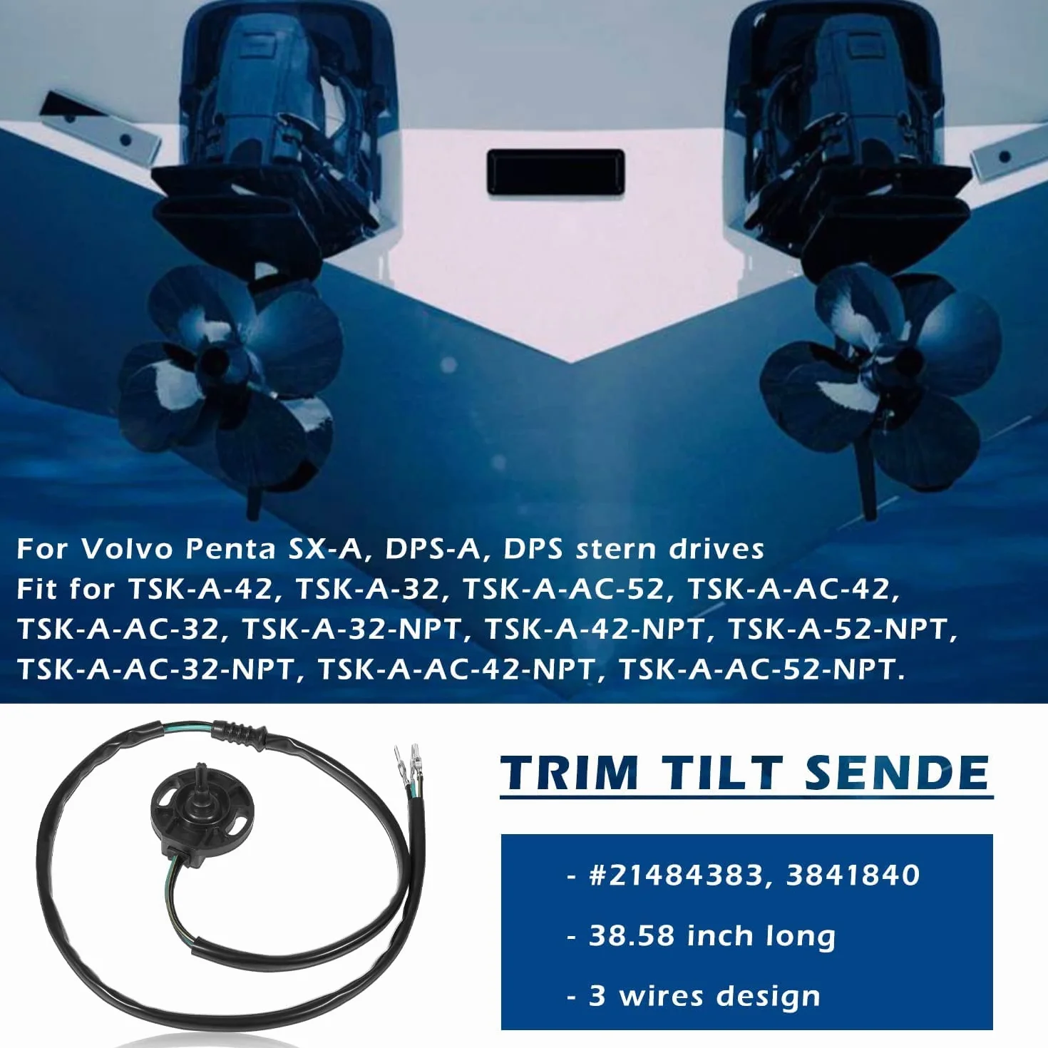 Upgrade czujnik nachylenia do Volvo Penta SX-A, DPS-A, DPS-B modele 21484383, 3841840