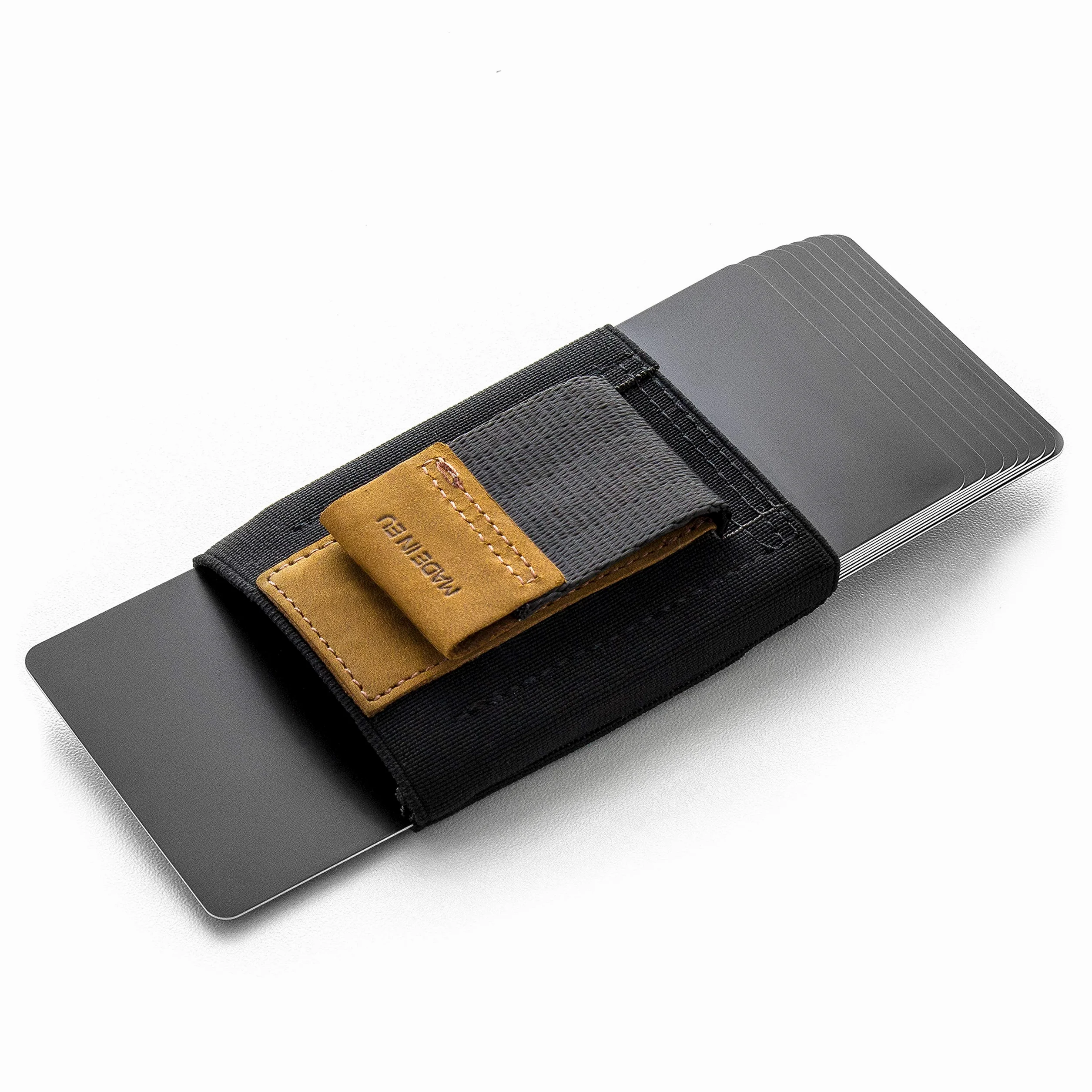 Jaimie Jacobs Nano Boy Mini Wallet – mały portfel z tkaniny, cienki portfel, portfel typu slim z sznurkiem, etui na karty, portfel na karty dla mężczyzn i kobiet (Skóra bawoła jasnobrązowa)
