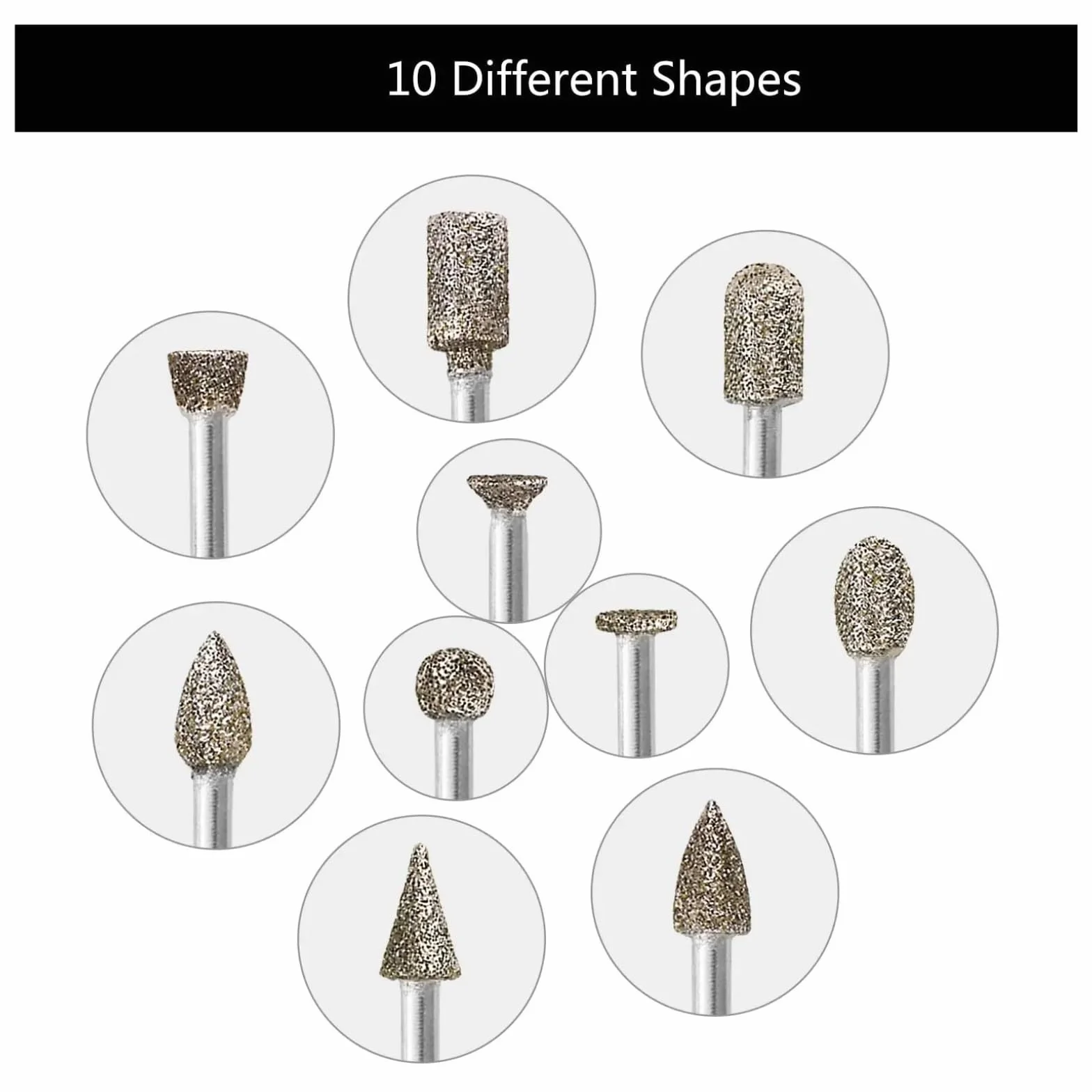 20pcs 3mm Shank Accessories Diamond Grinding Head Abrasive Tools Mini Drill Burrs Bit Set Woodworking Tools