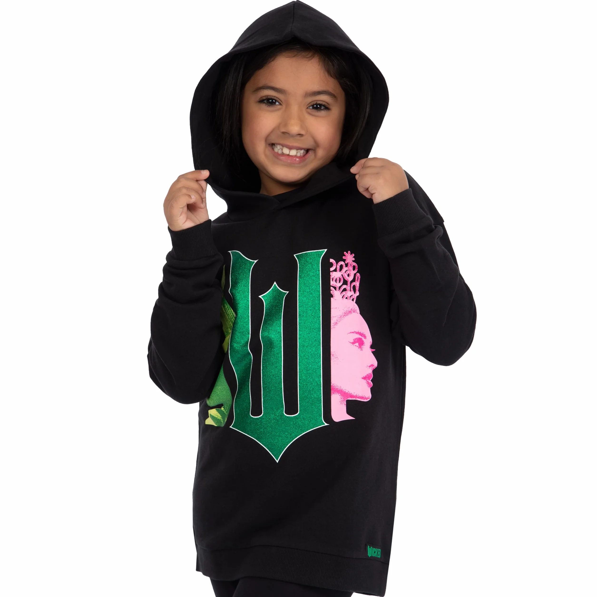 WICKED Bluza Z Kapturem Dla Dziewcząt Elphaba I Glinda Z Brokatem