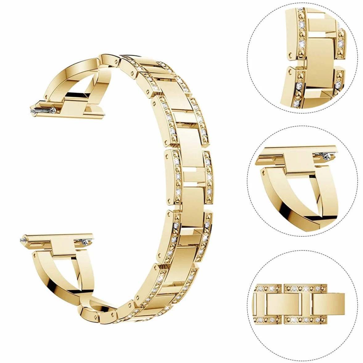 1 Pasek Do Zegarka Opaska Na Nadgarstek Link Przyjazny Dla Skóry Pasek 22Mm Pasek Do Smartwatcha Ze Stali Nierdzewnej Rhinestone Damskie Opaski Vintage Metalowy Pasek Do