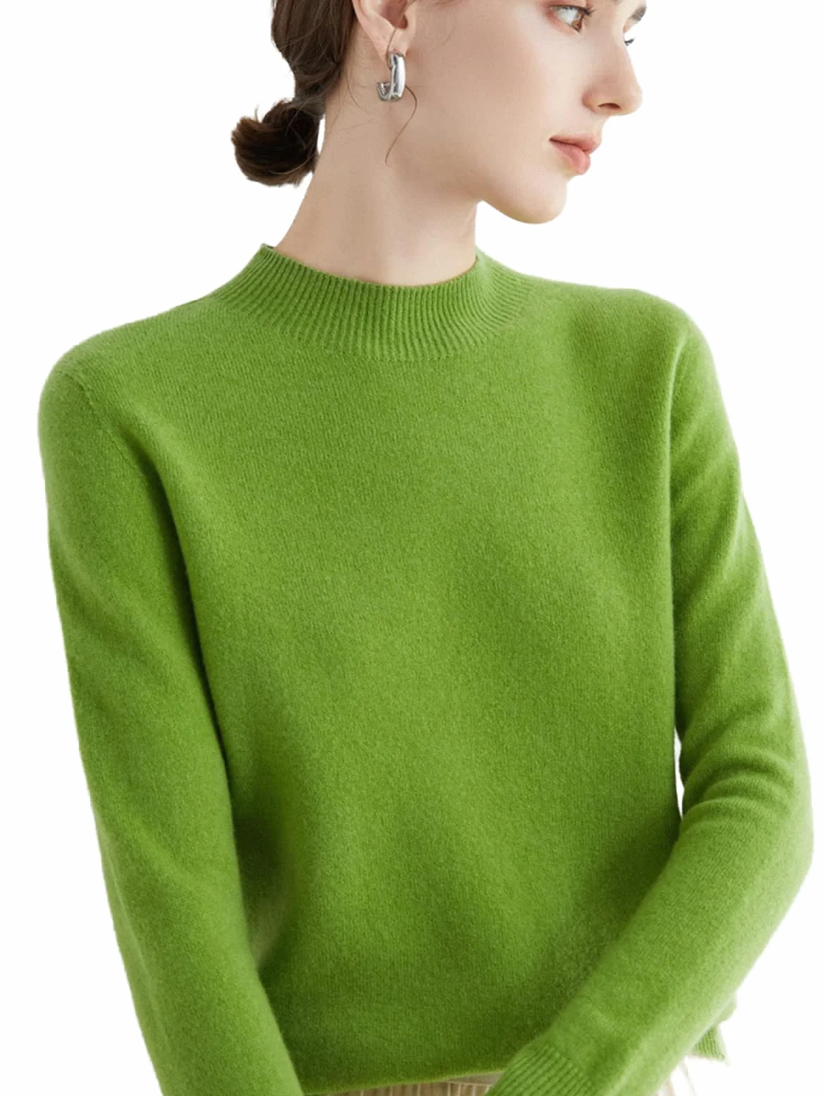 Swetry z kaszmiru, damskie, 100% czystej wełny, damski sweter z kaszmiru, bezszwowy sweter z dzianiny, owocowo-zielony, S, sweter (Fruit Green M)
