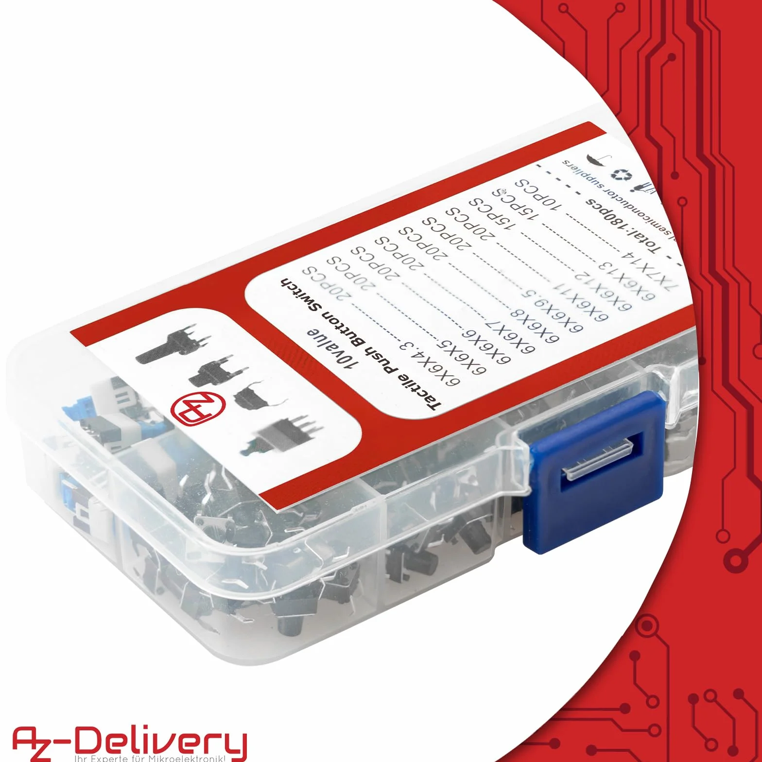 AZDelivery 1 x zestaw 180 sztuk mikroprzełączników