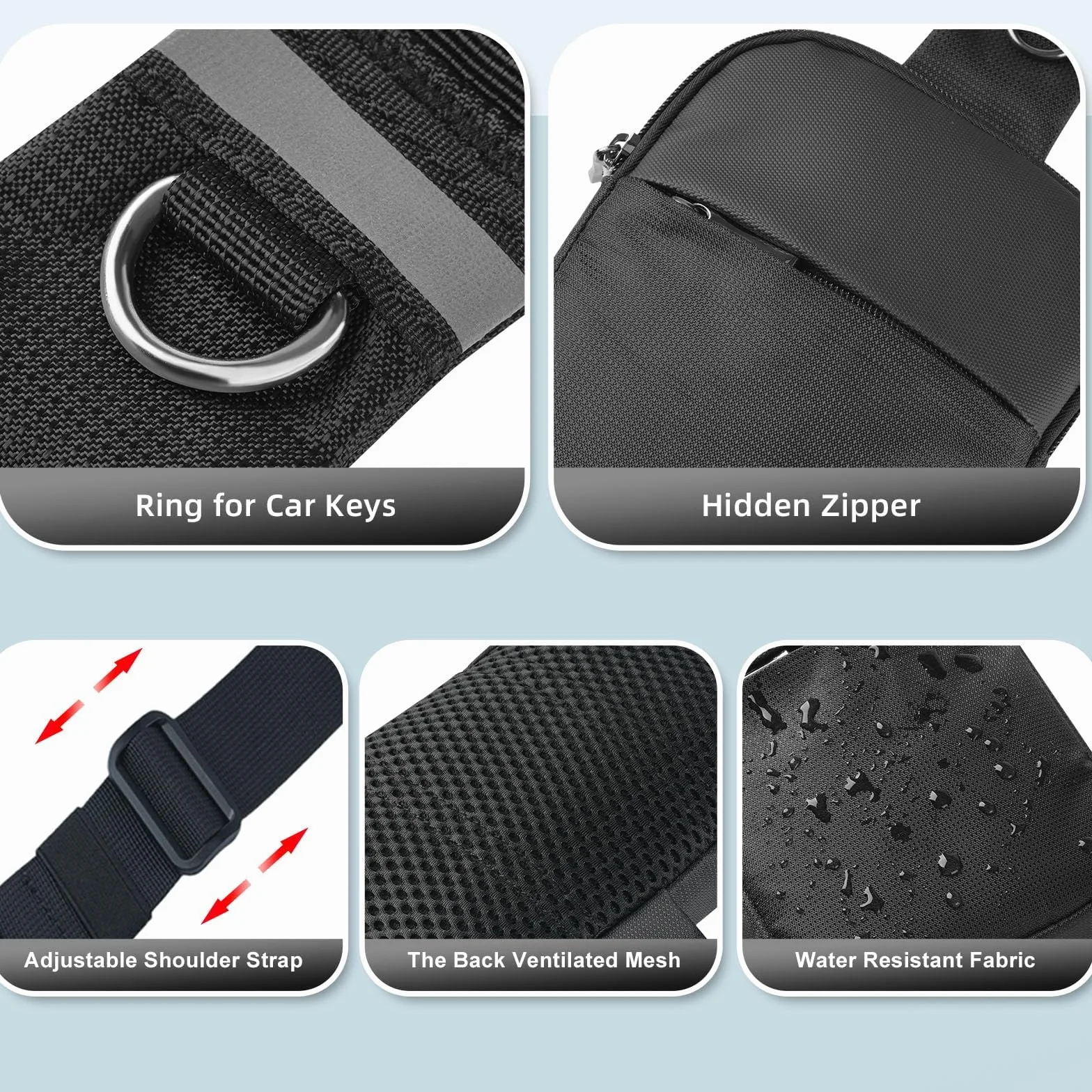 Sling Bag torba na ramię z blokadą RFID, mała na podróż, telefon, sport