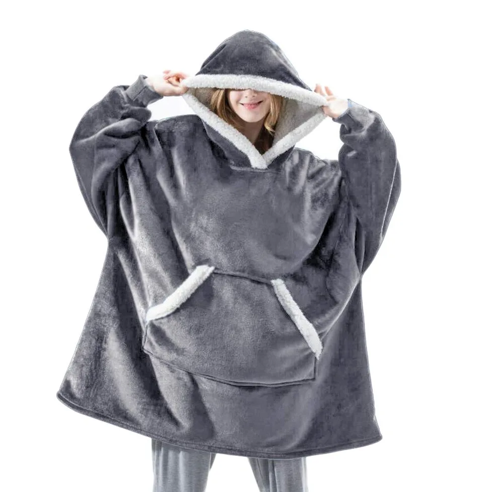 Bluza z kapturem oversize z ogromną kieszenią, ultramiękka bluza z kapturem z polaru typu sherpa dla kobiet, mężczyzn, dorosłych, dzieci
