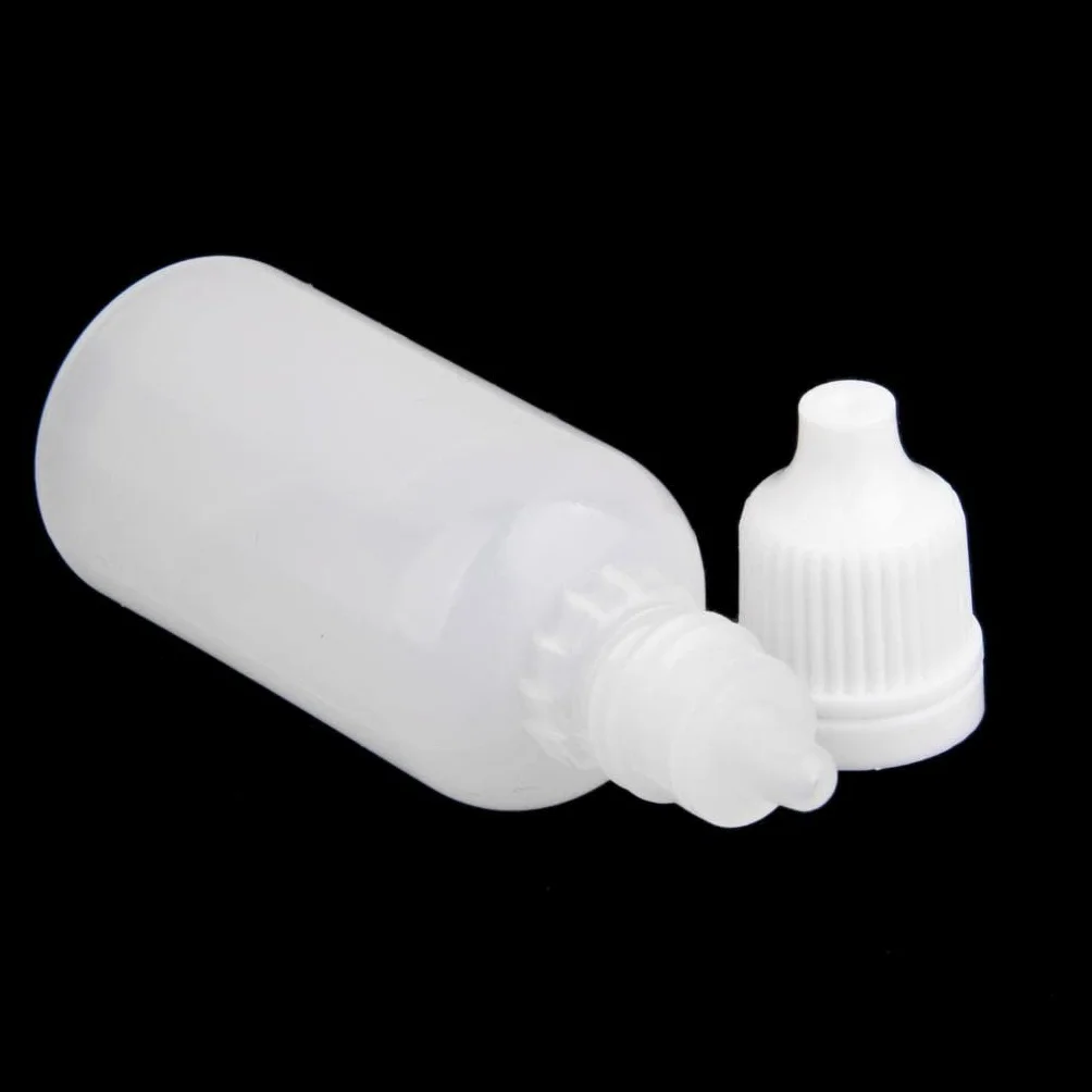 Butelka z zakraplaczem, 20 ml, opakowanie 10 sztuk, biały LDPE, dozownik na płyny, krople do oczu, oleje