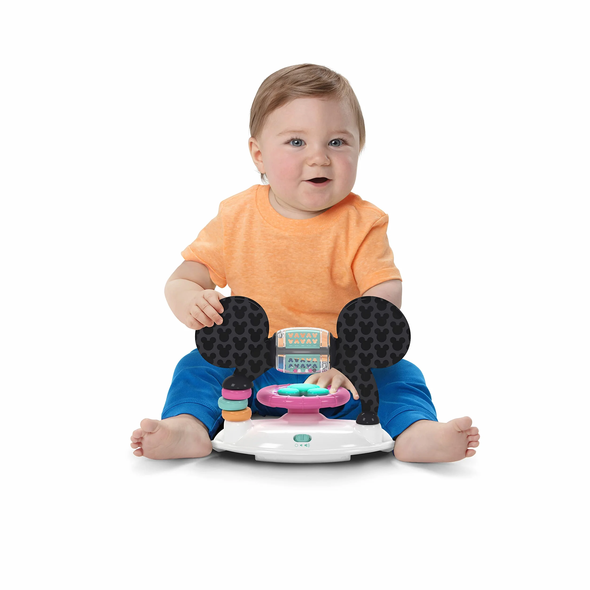 Bright Starts, Disney Baby, Minnie Forever Besties, chodzik i centrum aktywności 2 w 1, oświetlenie i muzyka, regulowana wysokość, łatwe składanie, od 6 miesięcy