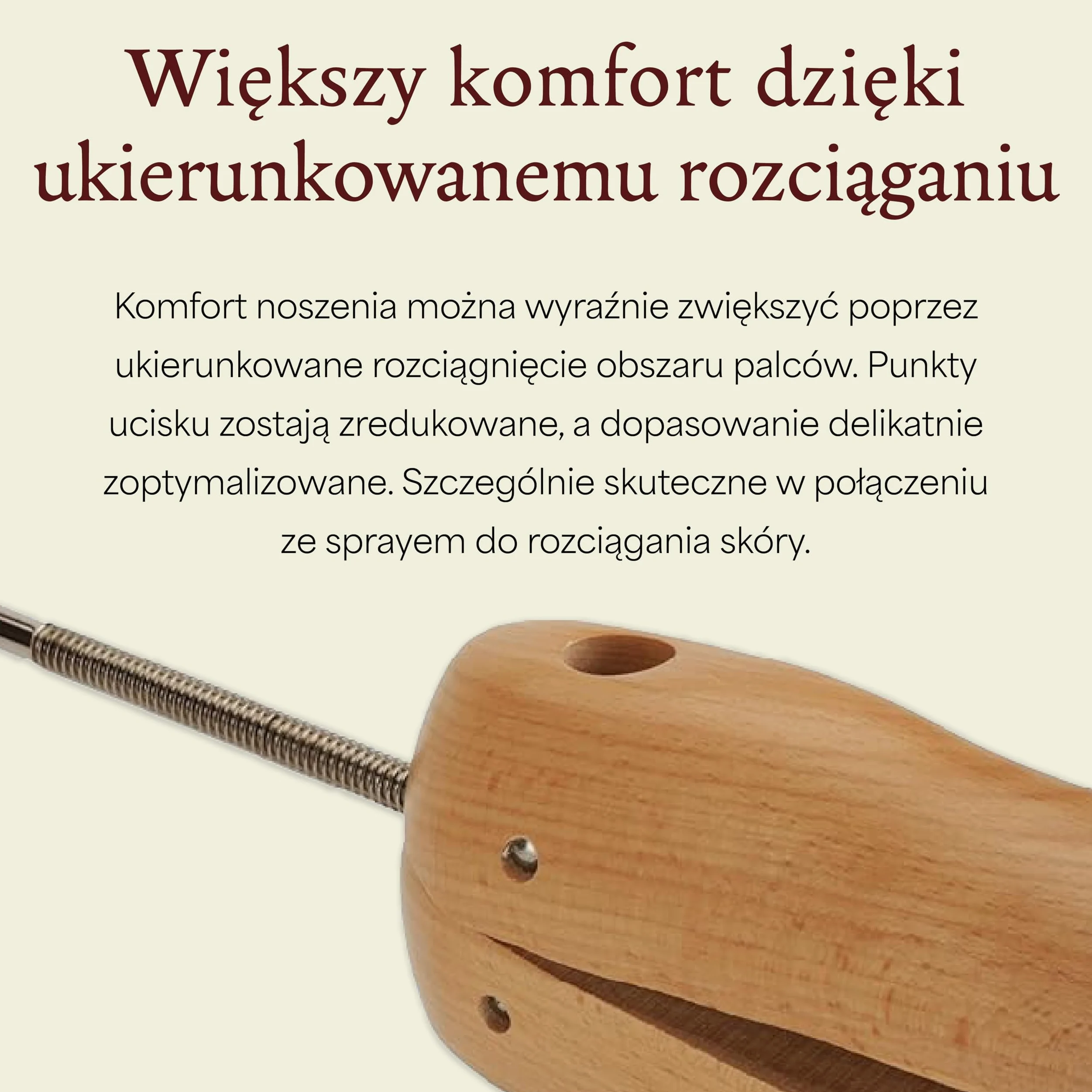 Langer & Messmer Rozciągacz do butów dla mężczyzn przeciwko uciskającym butom – wykonany z litego drewna bukowego i w zestawie spray do rozciągania skóry 50 ml