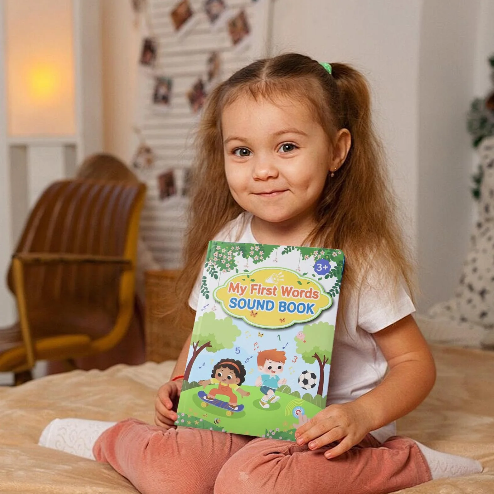Talking Word Book , Educational Interactive Books, English Words Learning Tool, Fun Sound Learning Toy, Language Development Aid for Children, Preschoolers, 7.8x10.55 inches