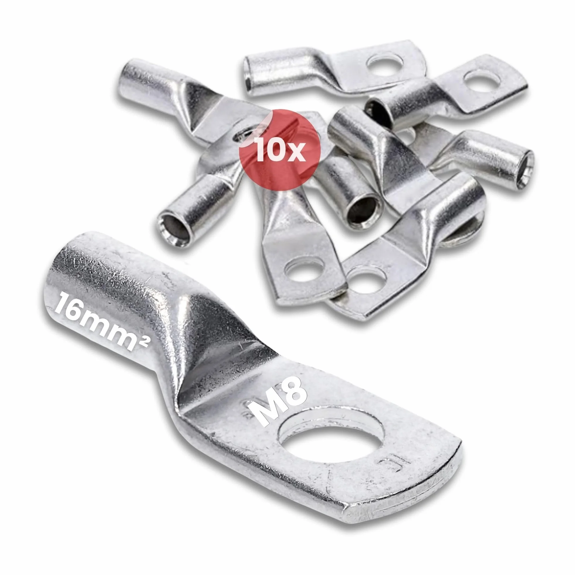 Kalitec HR16-8 10 standardowych końcówek kablowych 16 mm² M8 I bez widocznego otworu I Made in Germany