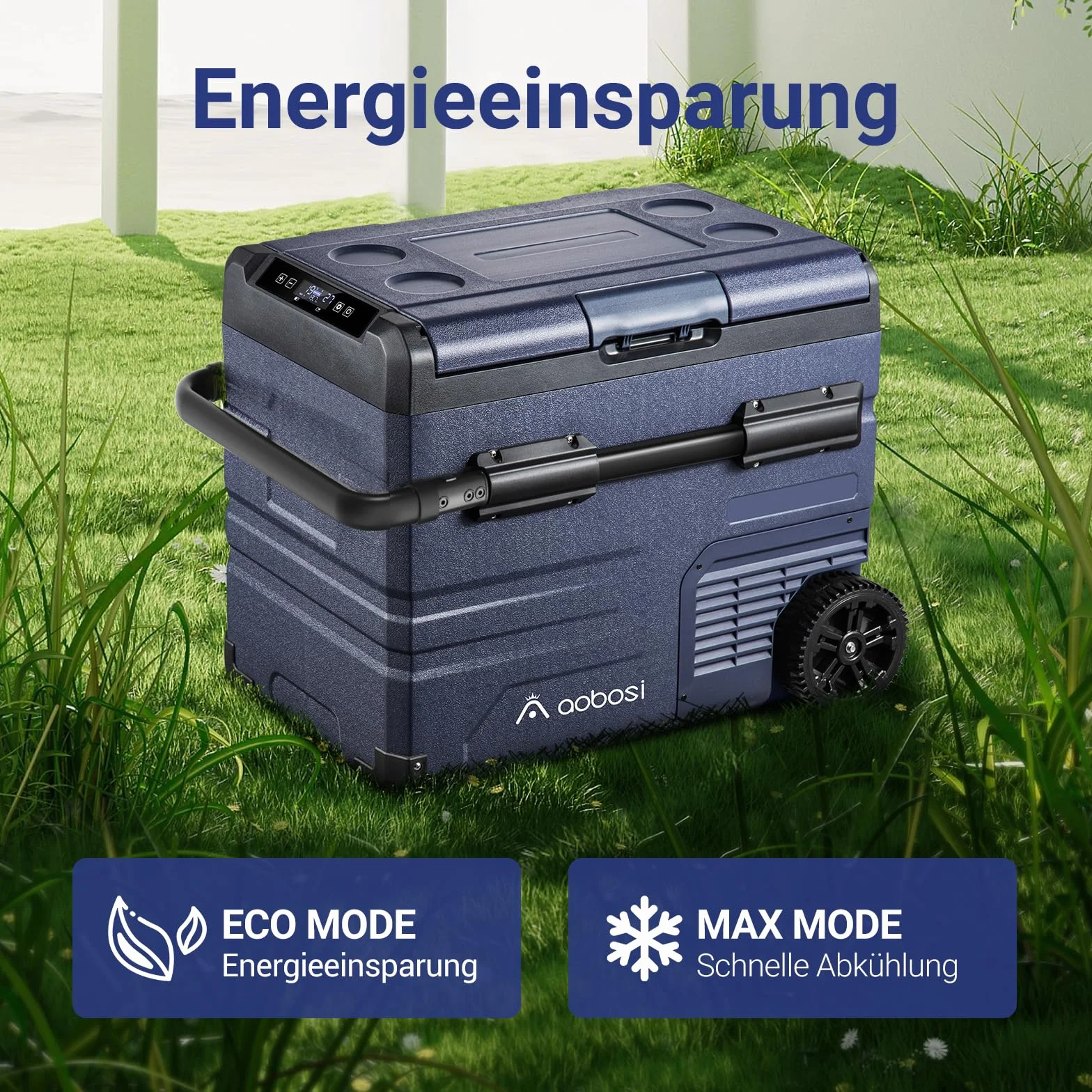AAOBOSI 45 l kompresorowa lodówka podróżna Dual Zone, sterowana WiFi APP, obsługa dotykowa LED, złącze USB, 12/24 V i 100-240 V, do -20 °C, elektryczna lodówka do samochodu, ciężarówki, łodzi, kampera
