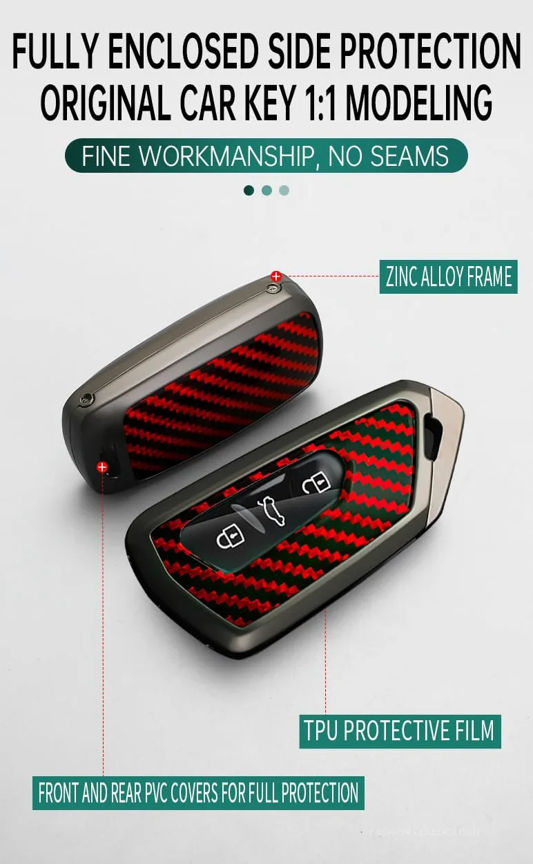 ontto Etui na kluczyki samochodowe pasuje do VW Golf 8, GTI, ID.3, ID.4, ID.6, ID.7, Tiguan, Passat B9, do Skoda Octavia Seat, Leon, Born, etui na klucze, z włókna węglowego, etui ochronne na pilot
