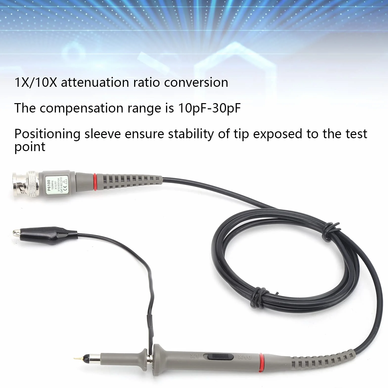 Sonda Testowa, Oscyloskop P6100 1X 10X 6 MHz-100 MHz Cyfrowe Profesjonalne Przenośne L Sondy Akcesoria do Instalacji Zamiennych Ogólnego Przeznaczenia