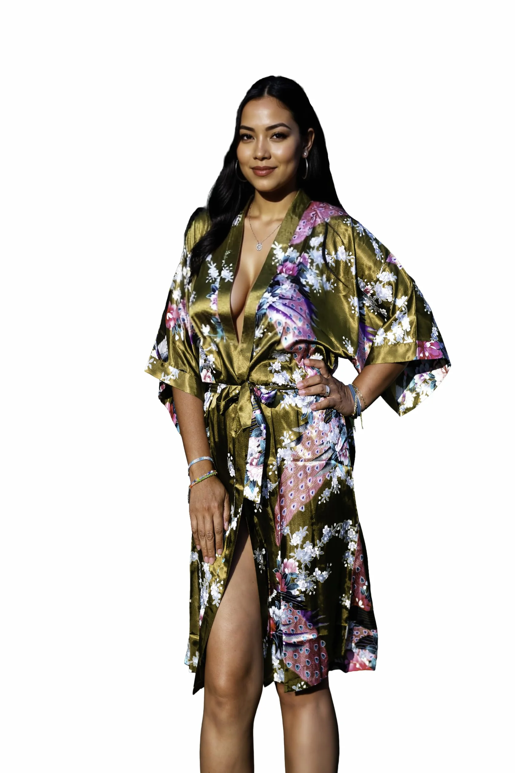 Szlafrok kimono długi 16 kolorów PREMIUM Peacock druhna wieczór panieński prezent dla kobiet