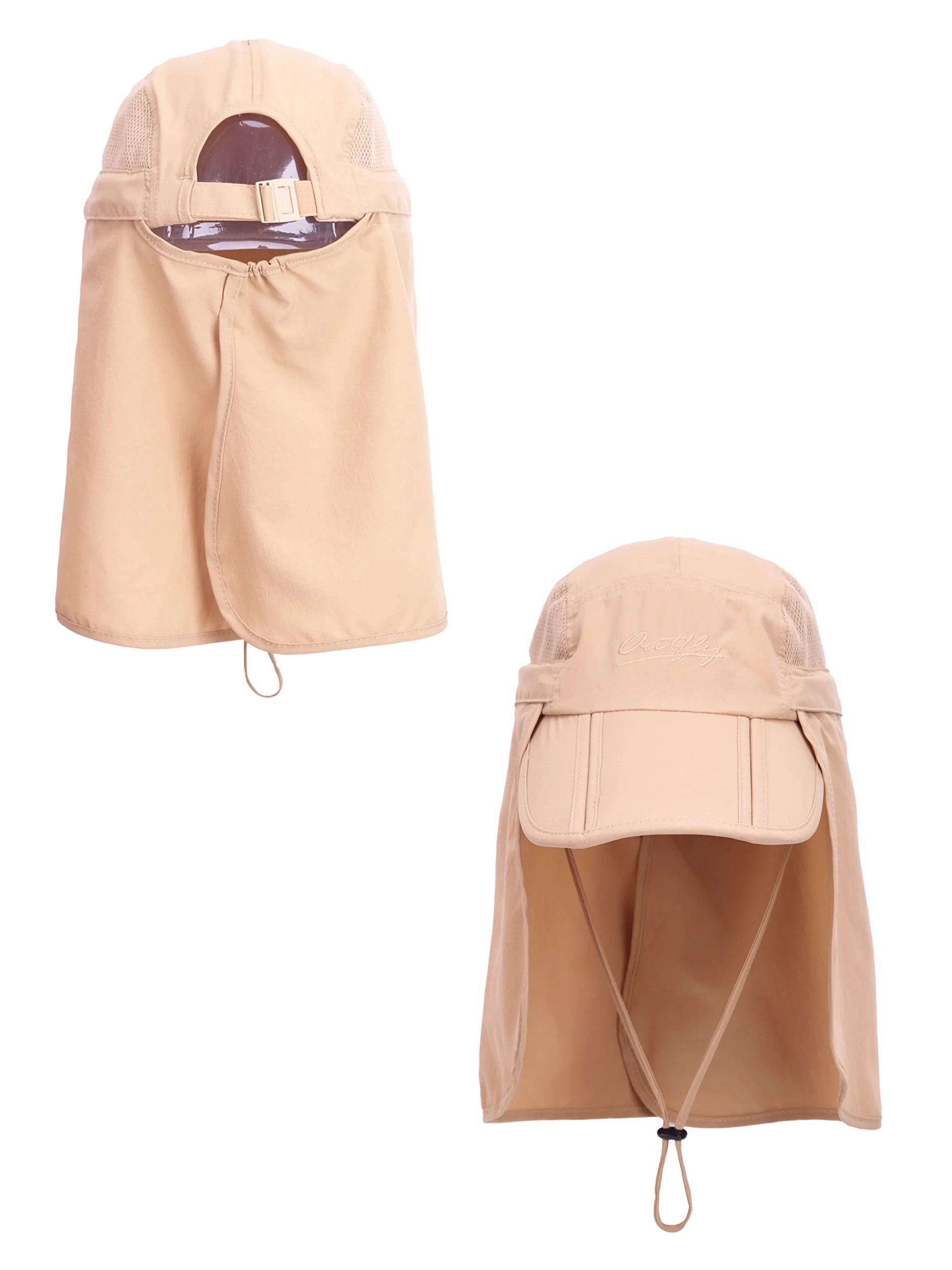 Unisex Safari Cap z bardzo długą ochroną karku, ochrona przed promieniowaniem UV, składana czapka baseballowa na kemping, do aktywności na świeżym powietrzu, dla obwodu głowy 50-54 56-60