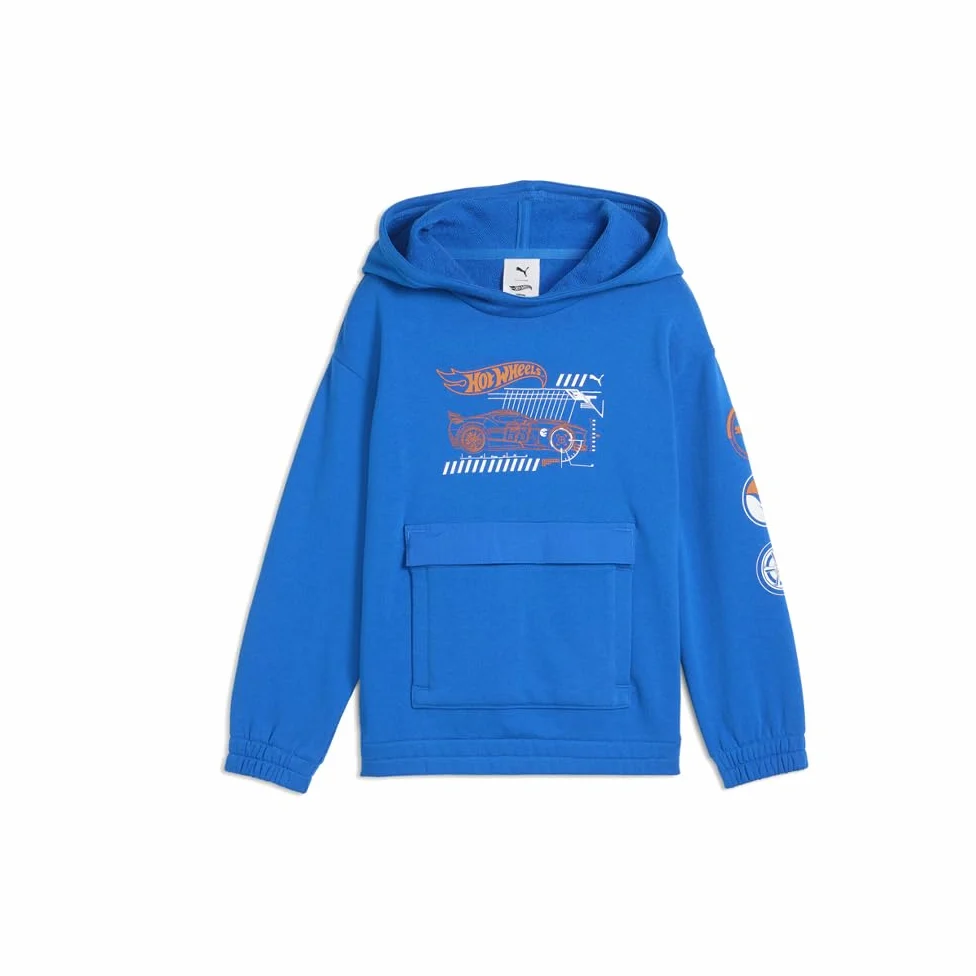 PUMA Chłopięca bluza z kapturem Hot Wheels Relaxed Cotton Graphic, Puma Team Royal, 7 lat