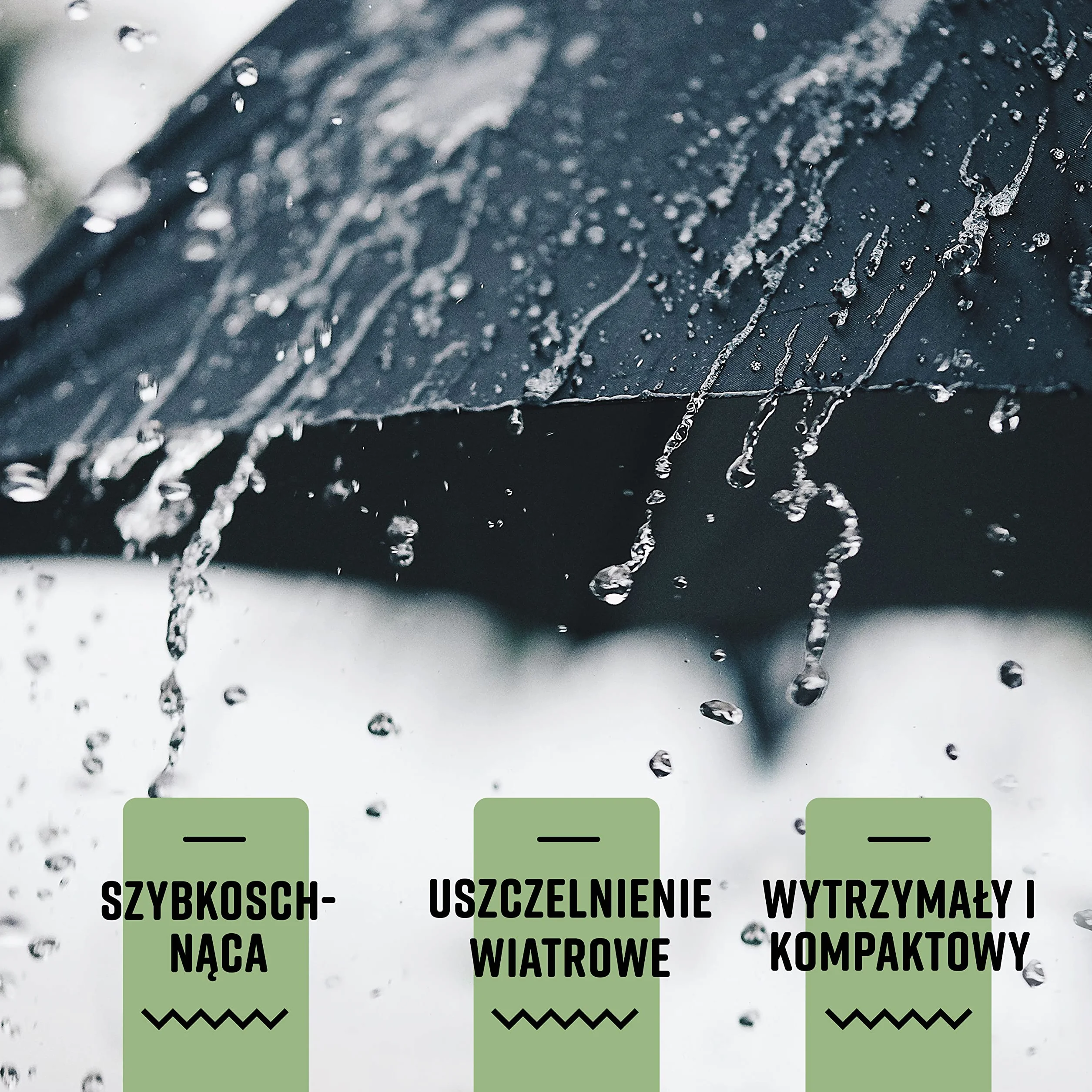 Parasol odporny na burze automatyczny czarny 107 cm Villkin