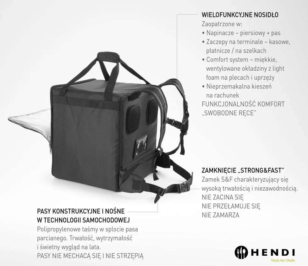 HENDI Plecak termiczny dostawczy - 75.2 L - Czarny - 410x410x(H)490mm