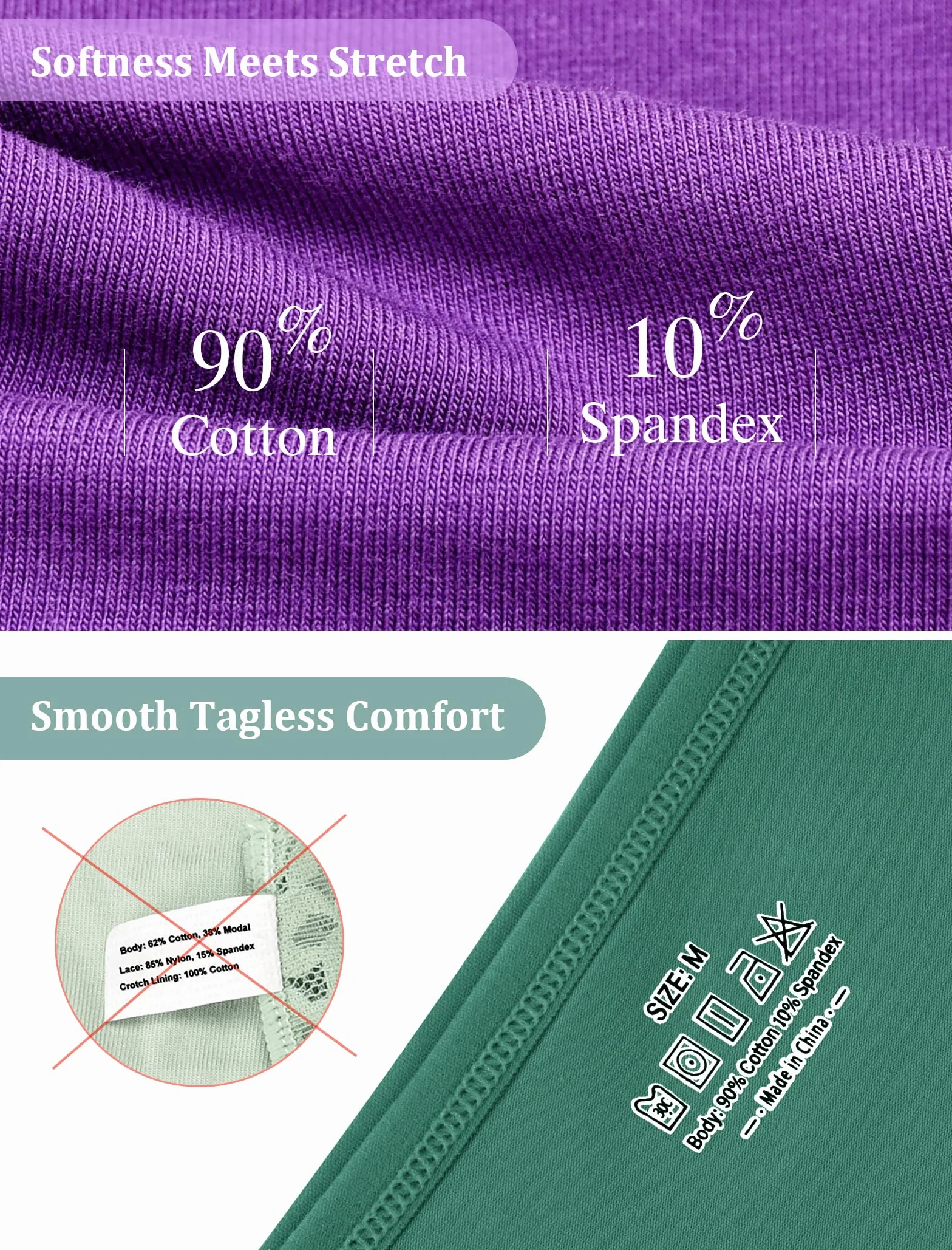 Voenxe Stringi Damskie Majtki Bawełniane,Bielizna Damska Seksowna Wielopak,Cotton Women Underwear Thong Panties,Brazylijskie Z bawełny Dla Kobiet,OddychająCe RozciąGliwe,5 Sztuk