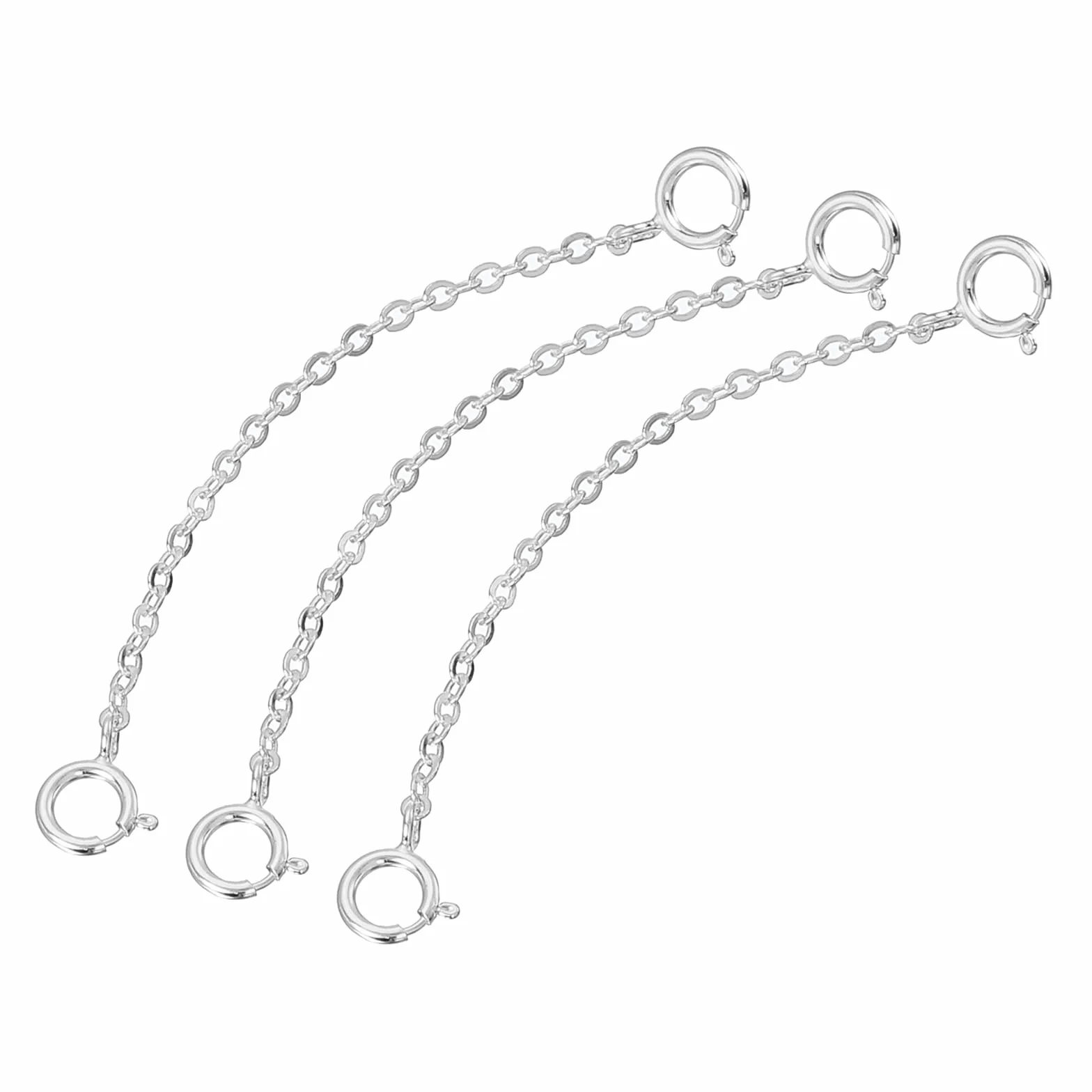 QUARKZMAN 3 sztuki przedłużek do łańcuszków, srebro wysokiej próby 925, 50 mm, przedłużki z zamknięciami, do majsterkowania, rękodzieła, srebro