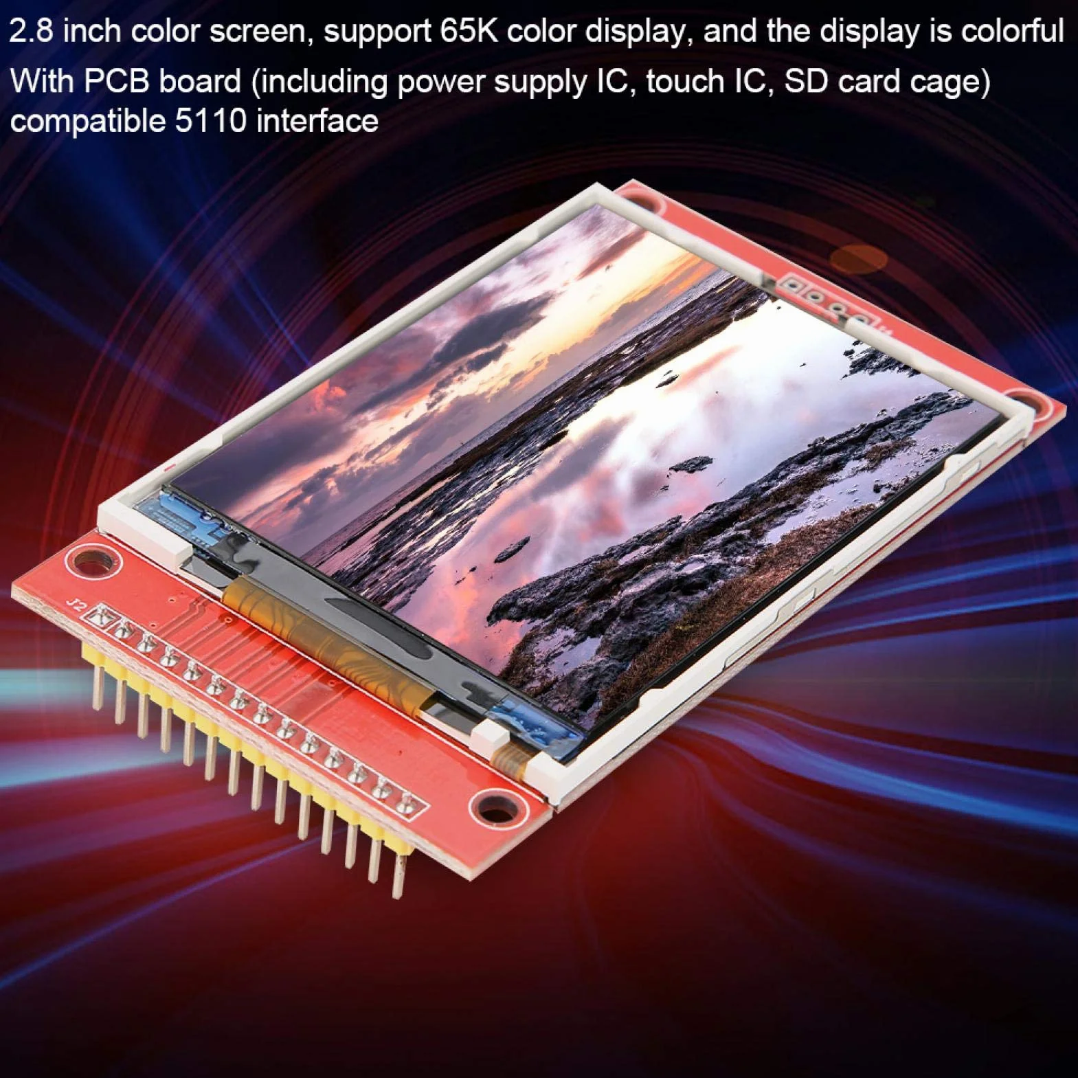 2,8 Zoll ILI9341 240x320 5 V / 3,3 V TFT SPI LCD-Anzeigemodul Serieller Anschluss LCD-Touchscreen-Modul Farbdisplay, Unterstützung 65K-Farbdisplay(mit Berührung)