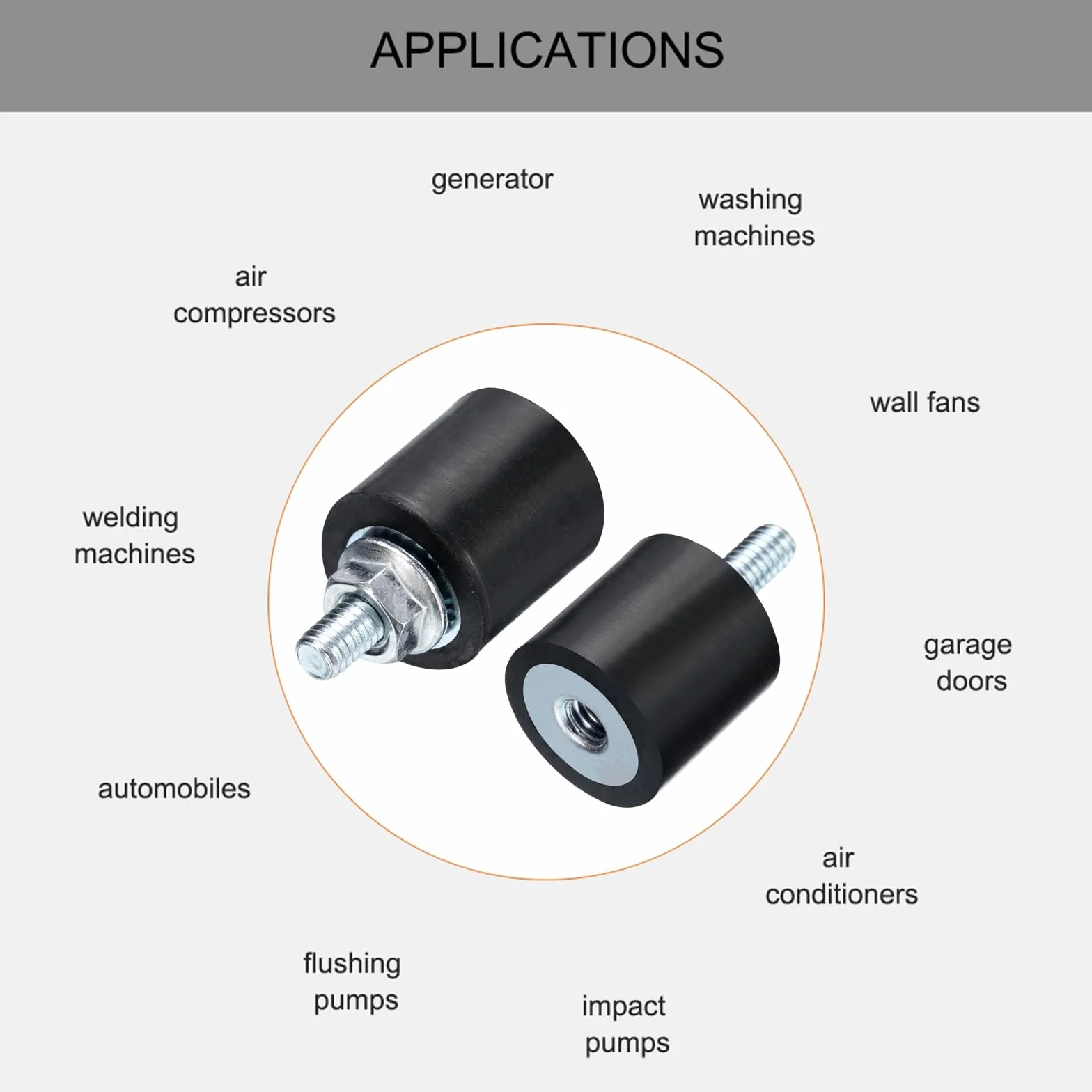 QUARKZMAN 4 szt. M4 x 10 mm Gumowy izolator ze śrubami 15 x 15 mm męski żeński amortyzator wibracyjny ocynkowany montaż gwintu cylindrycznego tłumiący wibracje z 4 szt. Nakrętki blokujące M4