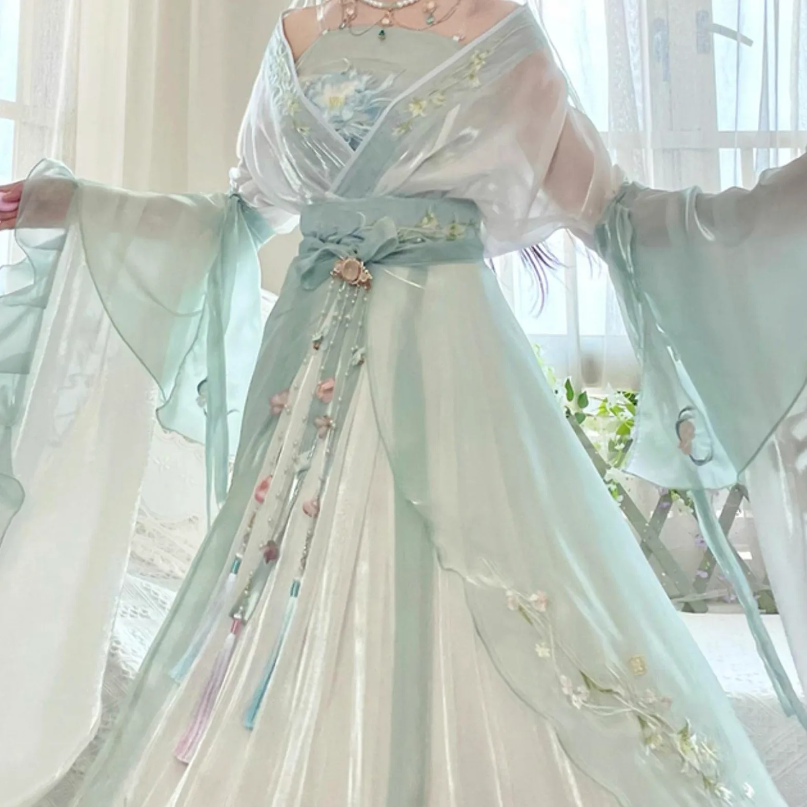 Chińska sukienka Hanfu dla kobiet starożytne tradycyjne haftowane zestawy Hanfu karnawał wróżka kostium cosplay zielona sukienka do tańca Hanfu