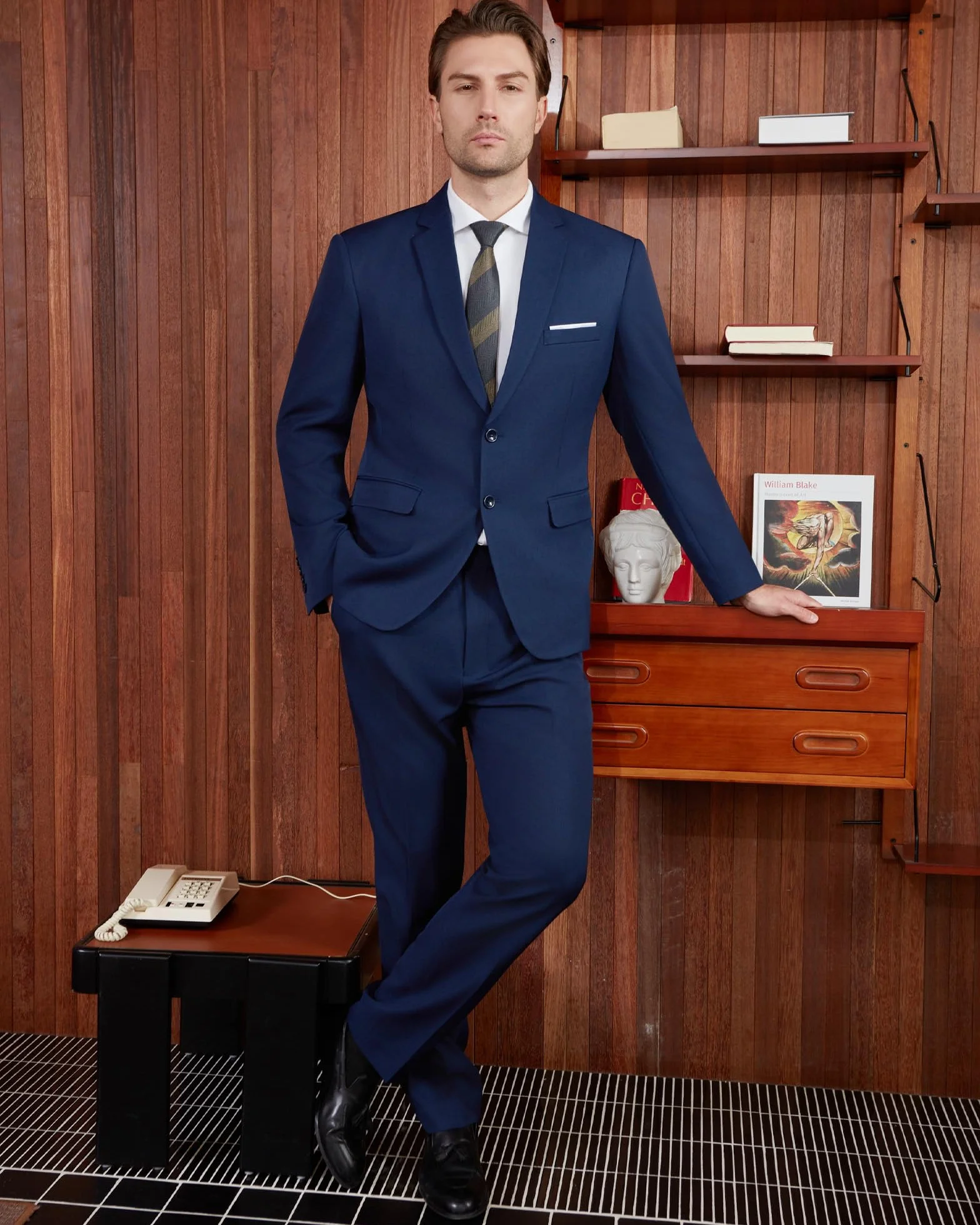 Garnitur męski slim fit 2-częściowy marynarka spodnie formalny zestaw na ślub