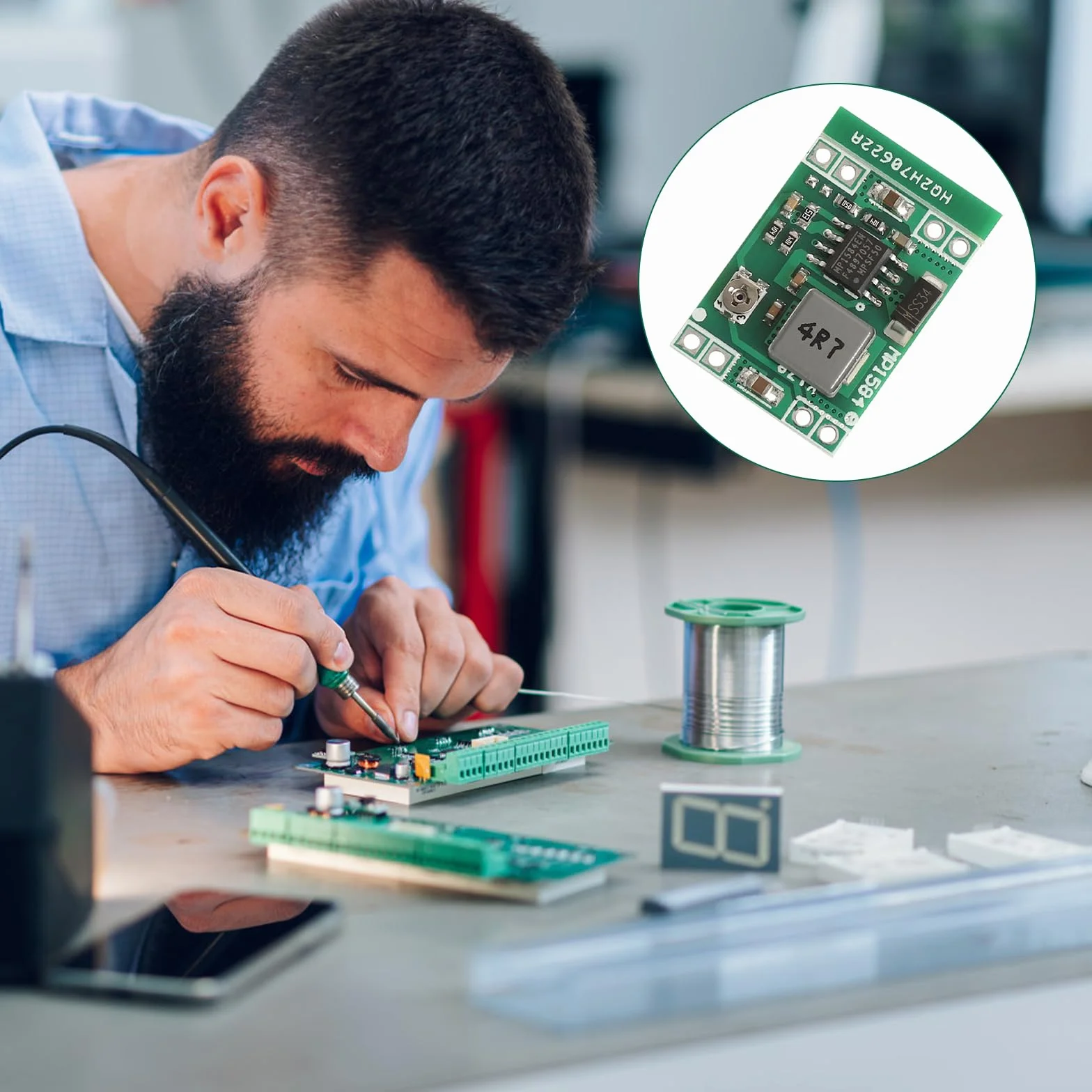 6 sztuk MP1584EN DC-DC Step Down Converter, Buck Converter, DC-DC, regulator napięcia - moduł 3 A 4,5-28 V na 0,8-20 V do Arduino, LED, aparatu, samochodu, DIY
