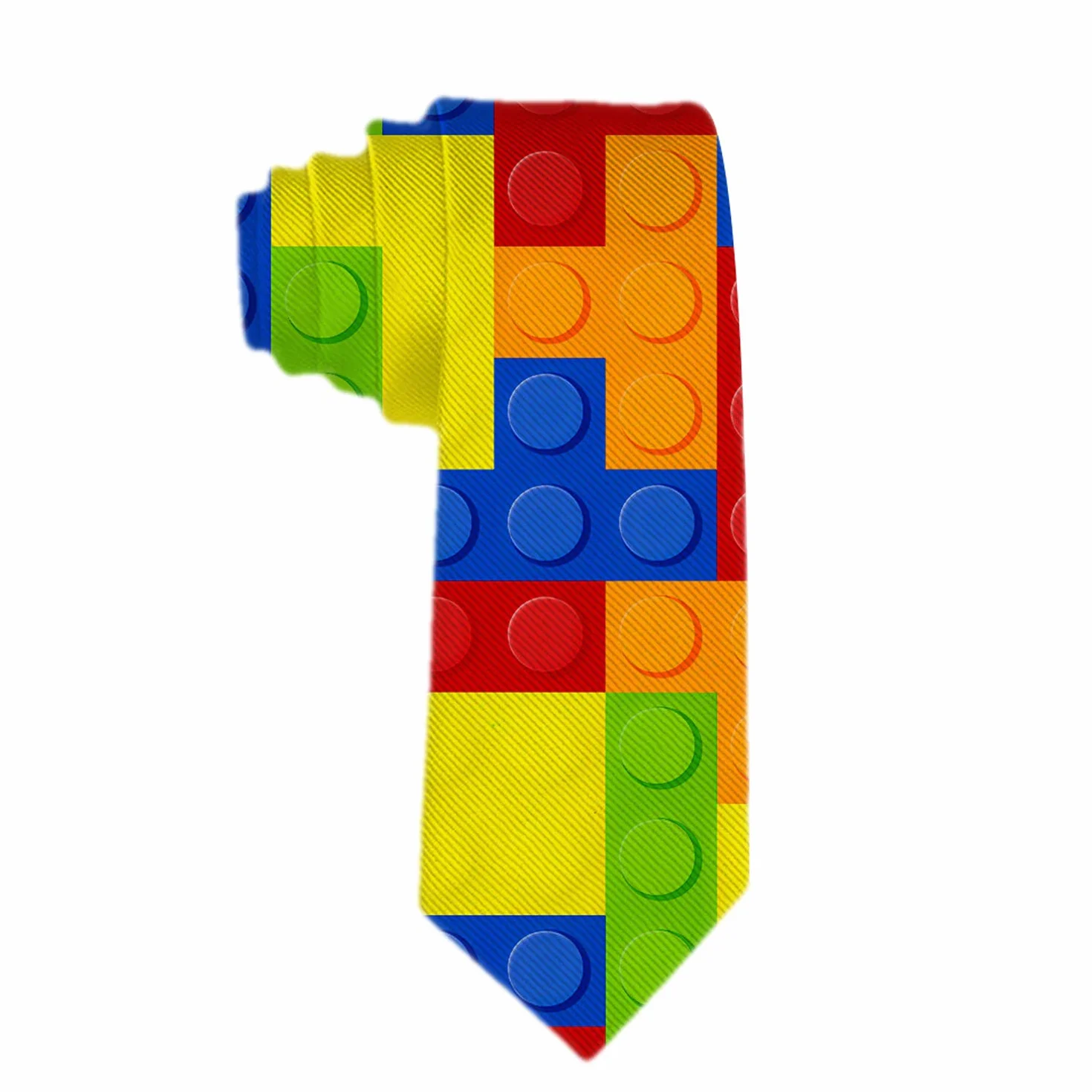 Skinny Woven Slim Tie Men's Handmade Necktie Colorful Building Blocks Brick Neckties