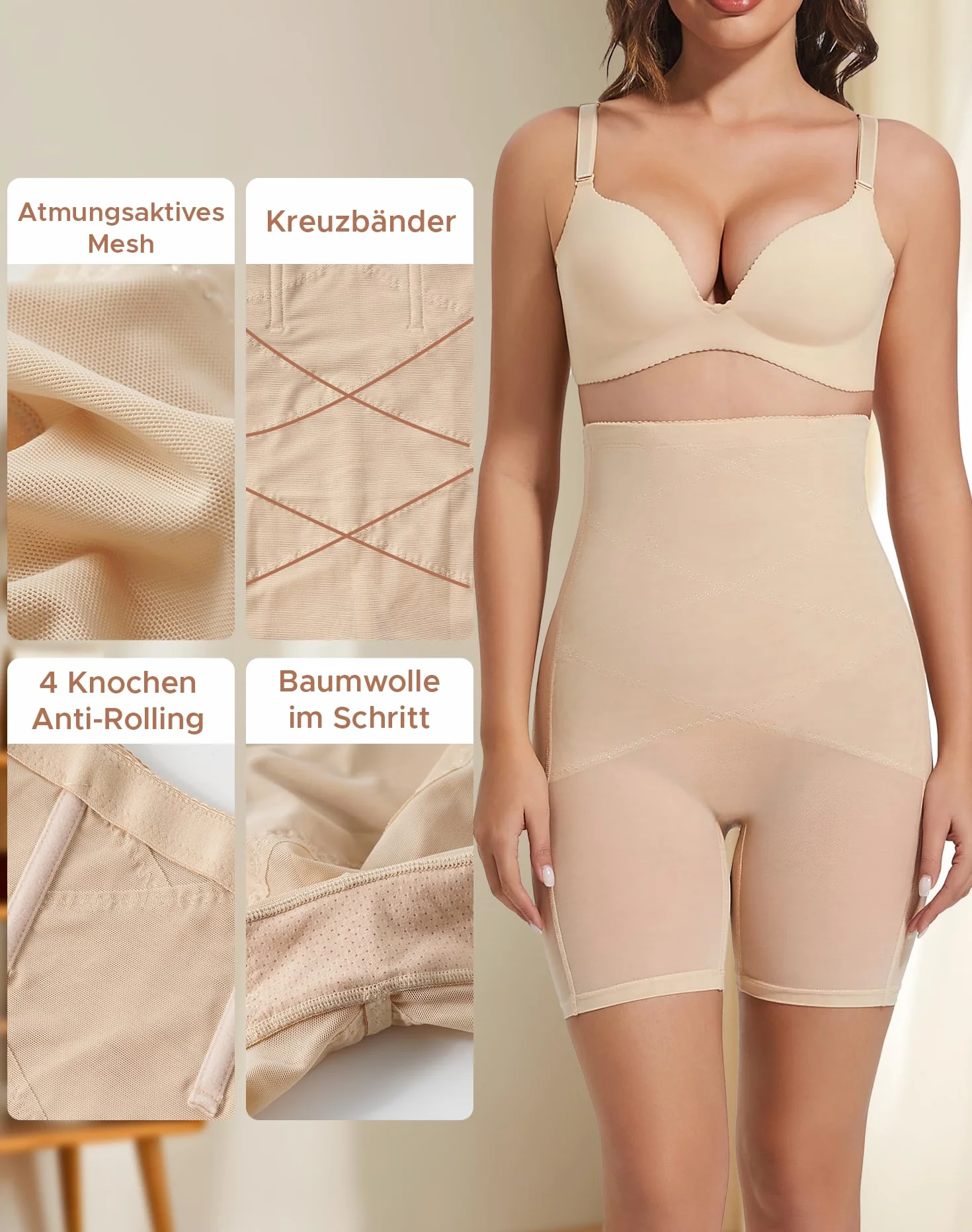 INNERSY Damskie majtki wyszczuplające brzuch z nogawkami modelujące sylwetkę