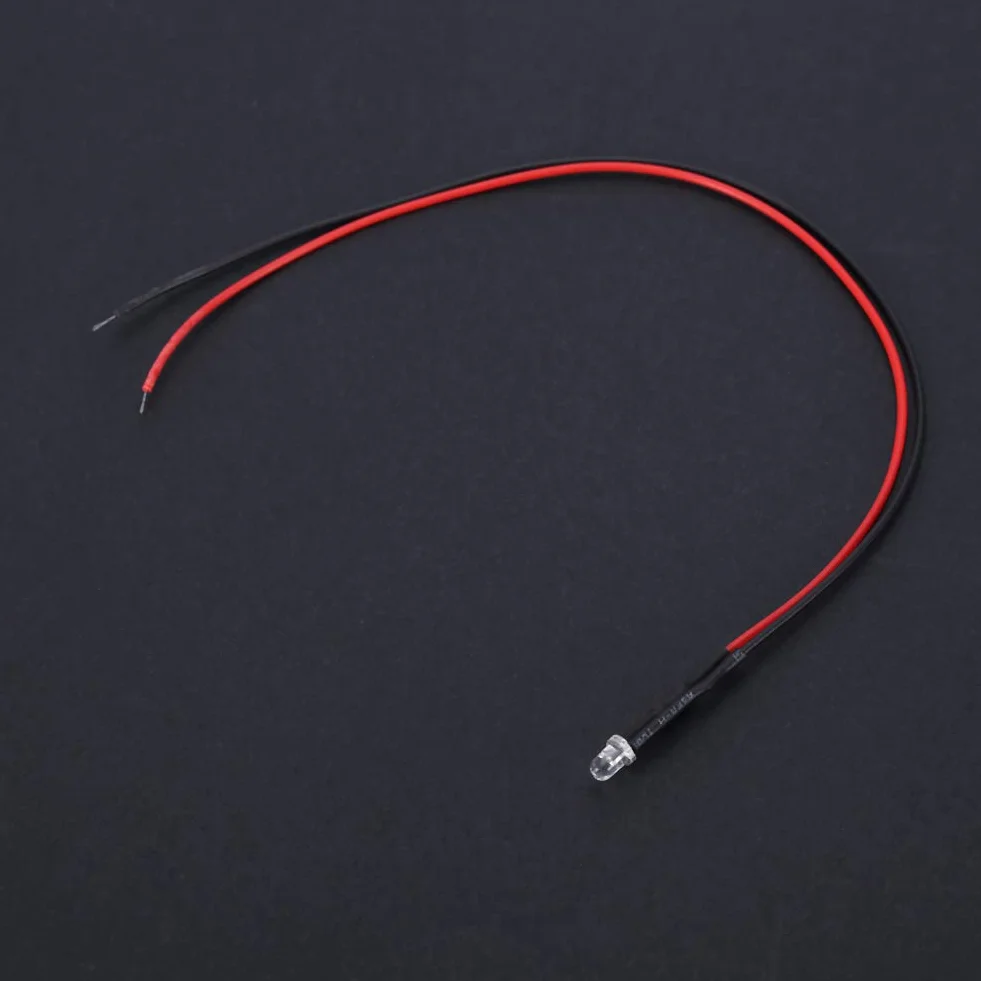 Kabel świetlny, 10 szt. 12v 3mm 20cm 0.06W LED przewodowa dioda elektroluminescencyjna Wielokolorowa dioda LED (czerwona)