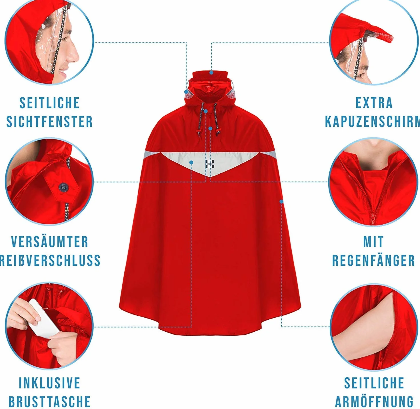 Hock Super Praktiko Radponcho ponczo przeciwdeszczowe do roweru dla dorosłych Ob Signal długie