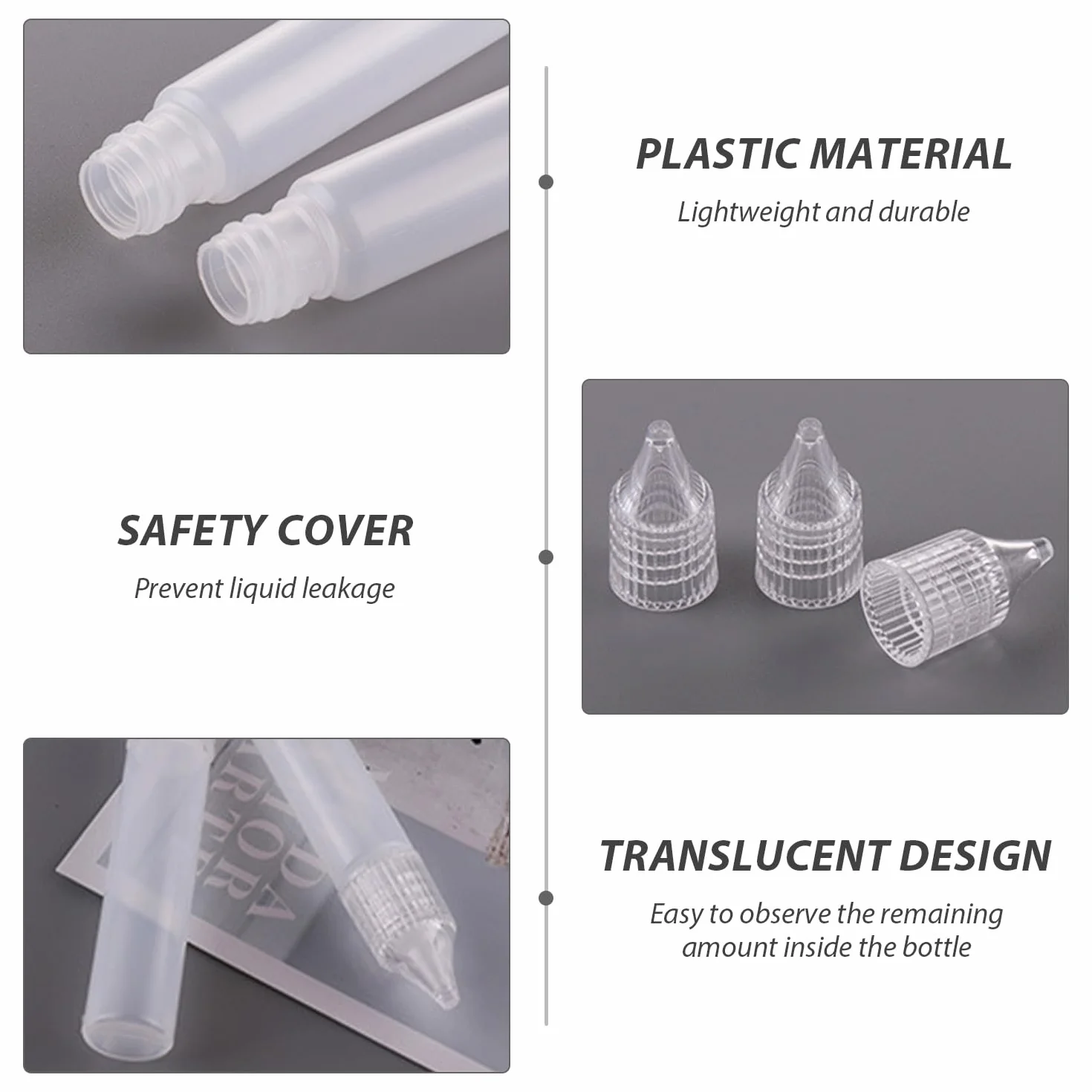 5-częściowy zestaw zakraplacz, plastikowy zakraplacz sprężynowy, butelka z kroplomierzem z zamknięciem zabezpieczającym, butelka z kroplomierzem