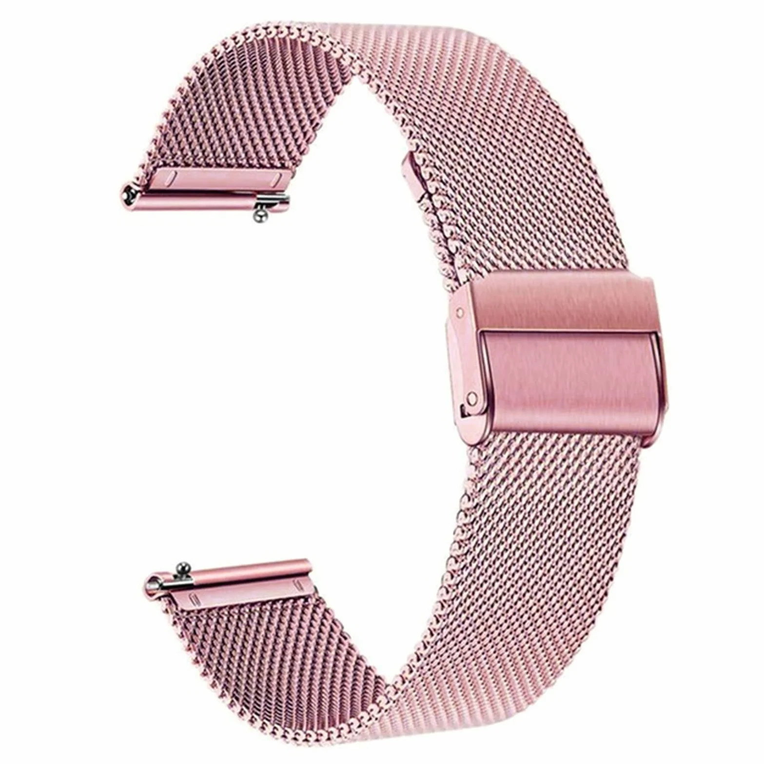 Pasek do zegarka Quick Release Mesh Pleciony metalowy pasek ze stali nierdzewnej dla mężczyzn i kobiet Regulowany 18 mm, 20 mm, 22 mm Bransoletka / 18 mm/różoworóżowy
