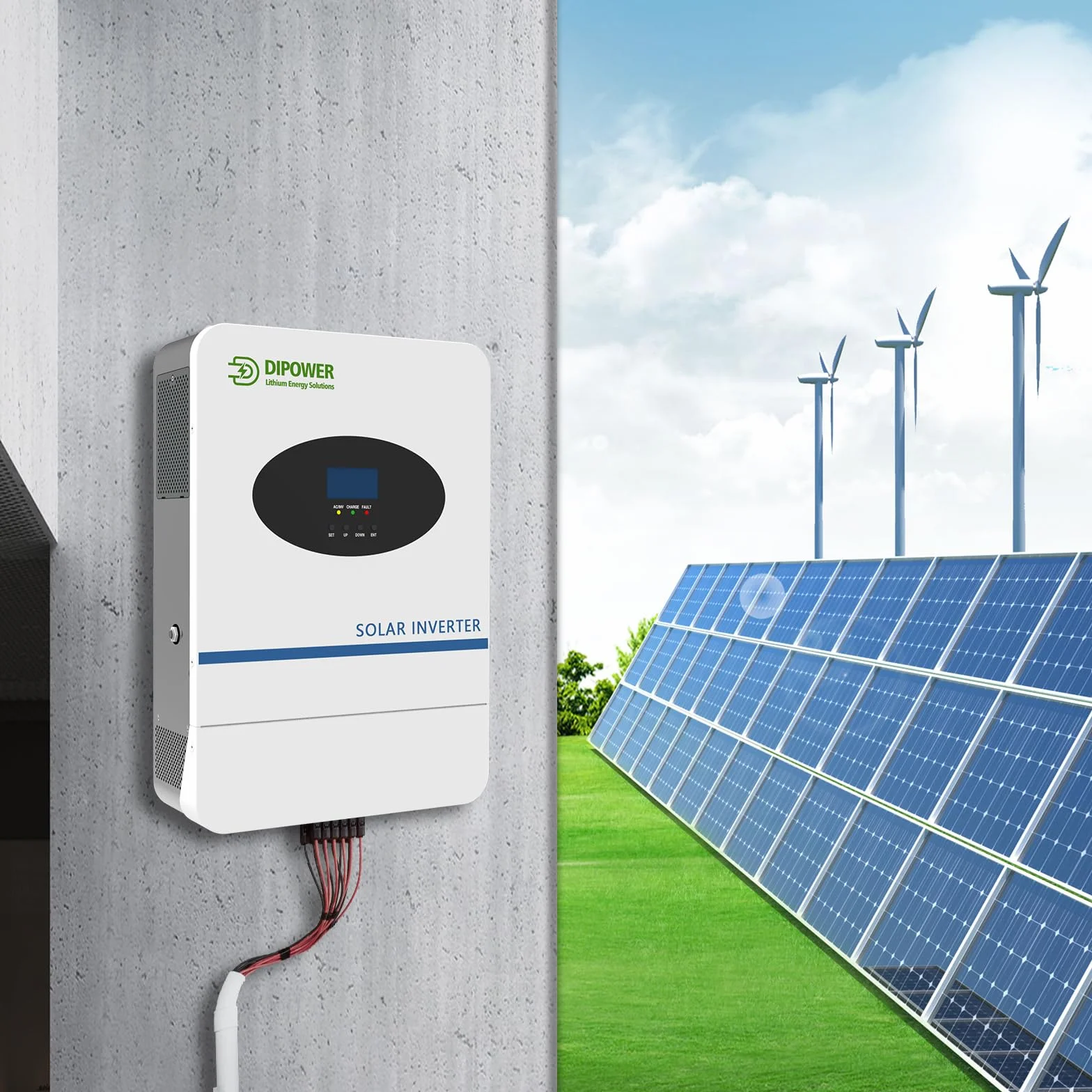DIPOWER Falownik Solarny 5000W 48V DC do 220V/230V z Kontrolerem Ładowania 100A MPPT, Inwerter Solarny z Wbudowaną Funkcją Równoległą dla Systemu Off-Grid
