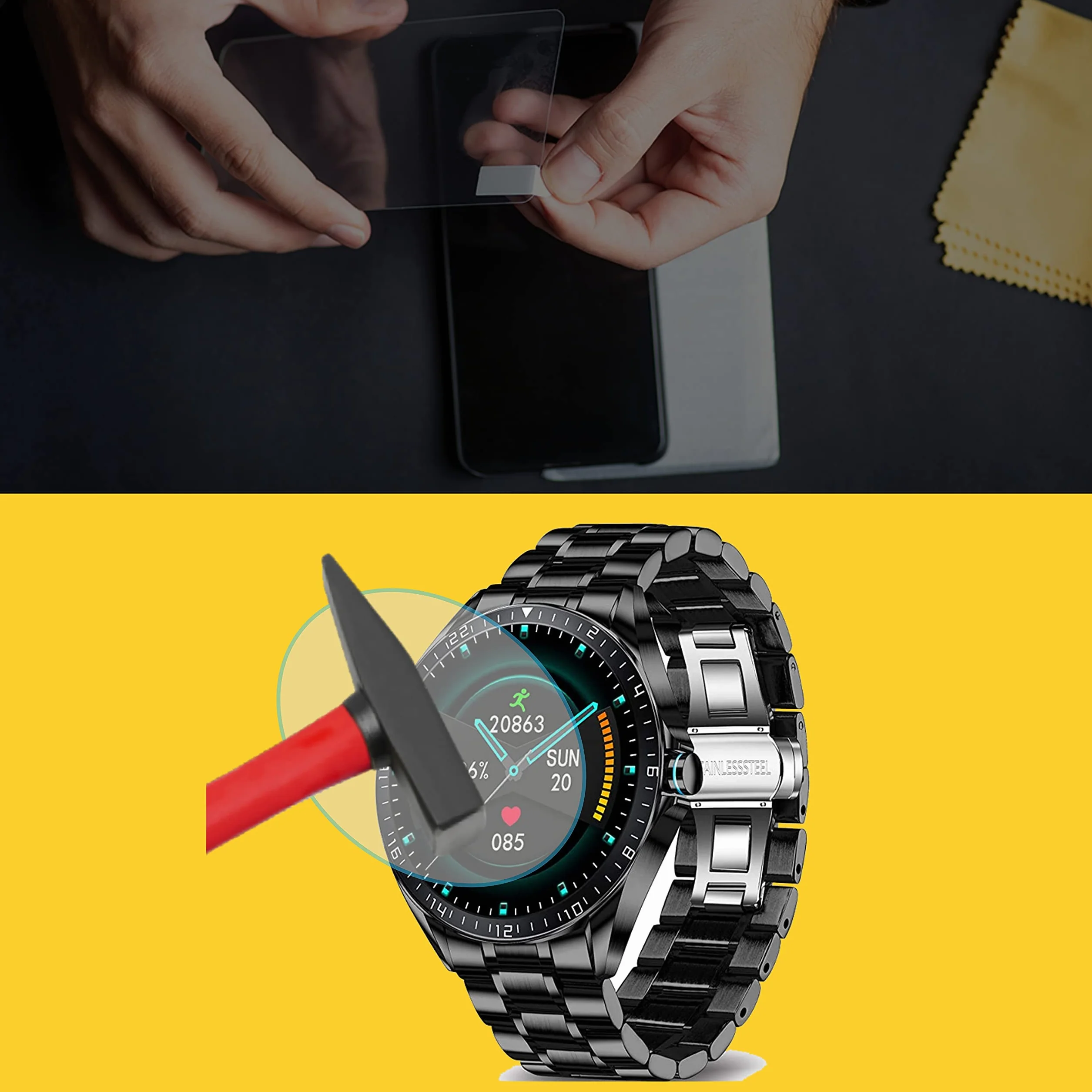 HSW | 2 x folia pancerna folia ochronna 9H na wyświetlacz do LIGE Smart Watch