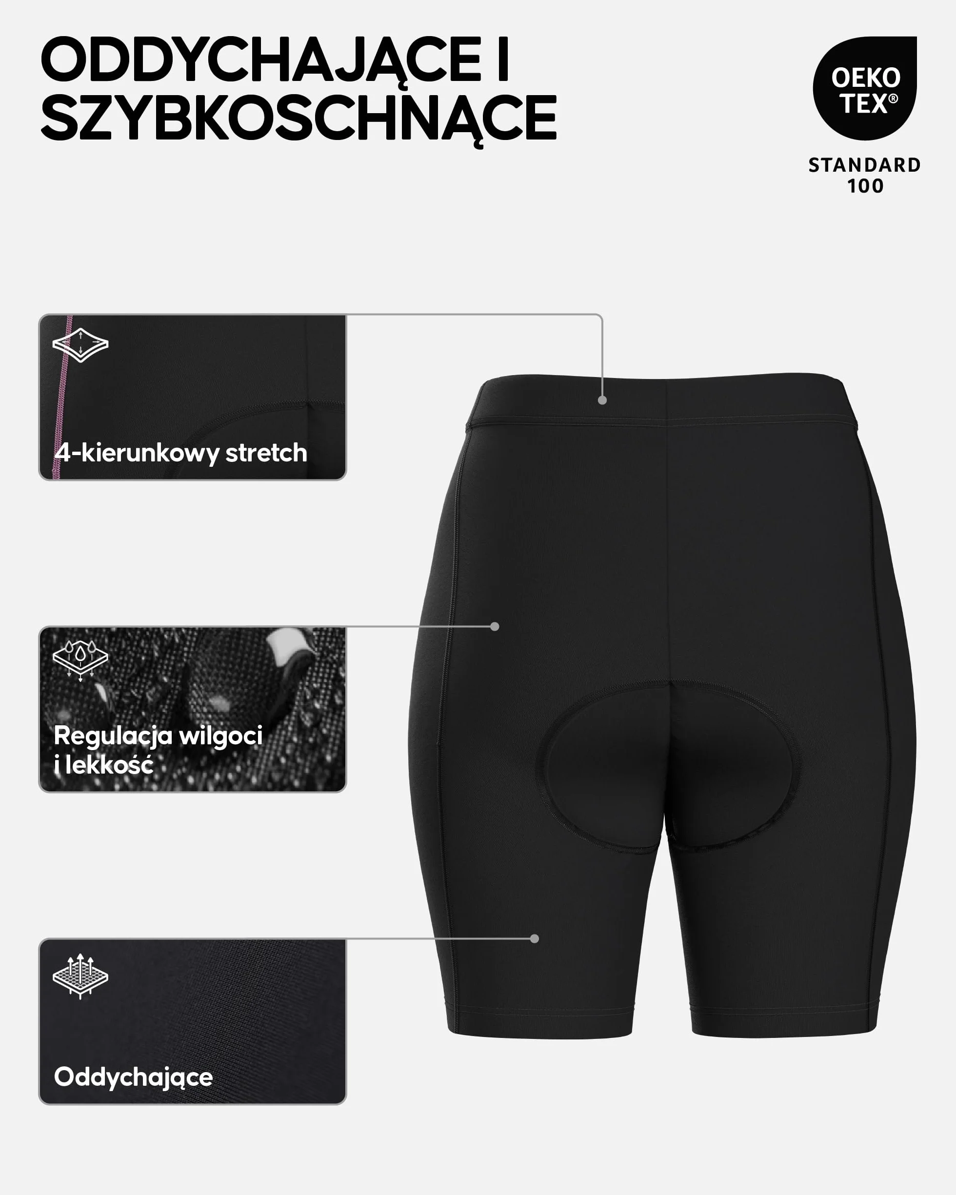 Spodenki Rowerowe Damskie z Wkładką 3D Chamois Oddychające Szybkoschnące do Spinningu Kolarstwa Górskiego 1-Pak