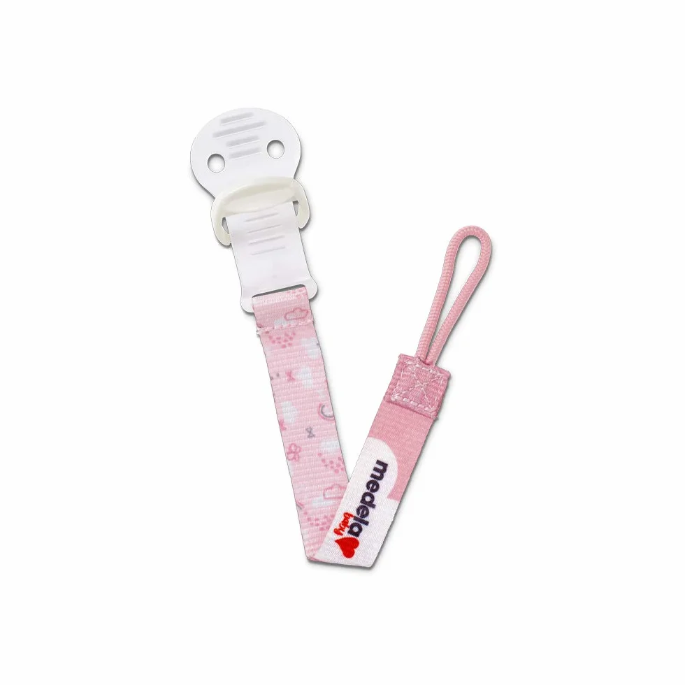 Medela Baby Schnullerhalter rose für ein einhändiges öffnen, 1 Sztuka Uchwyt na smoczek