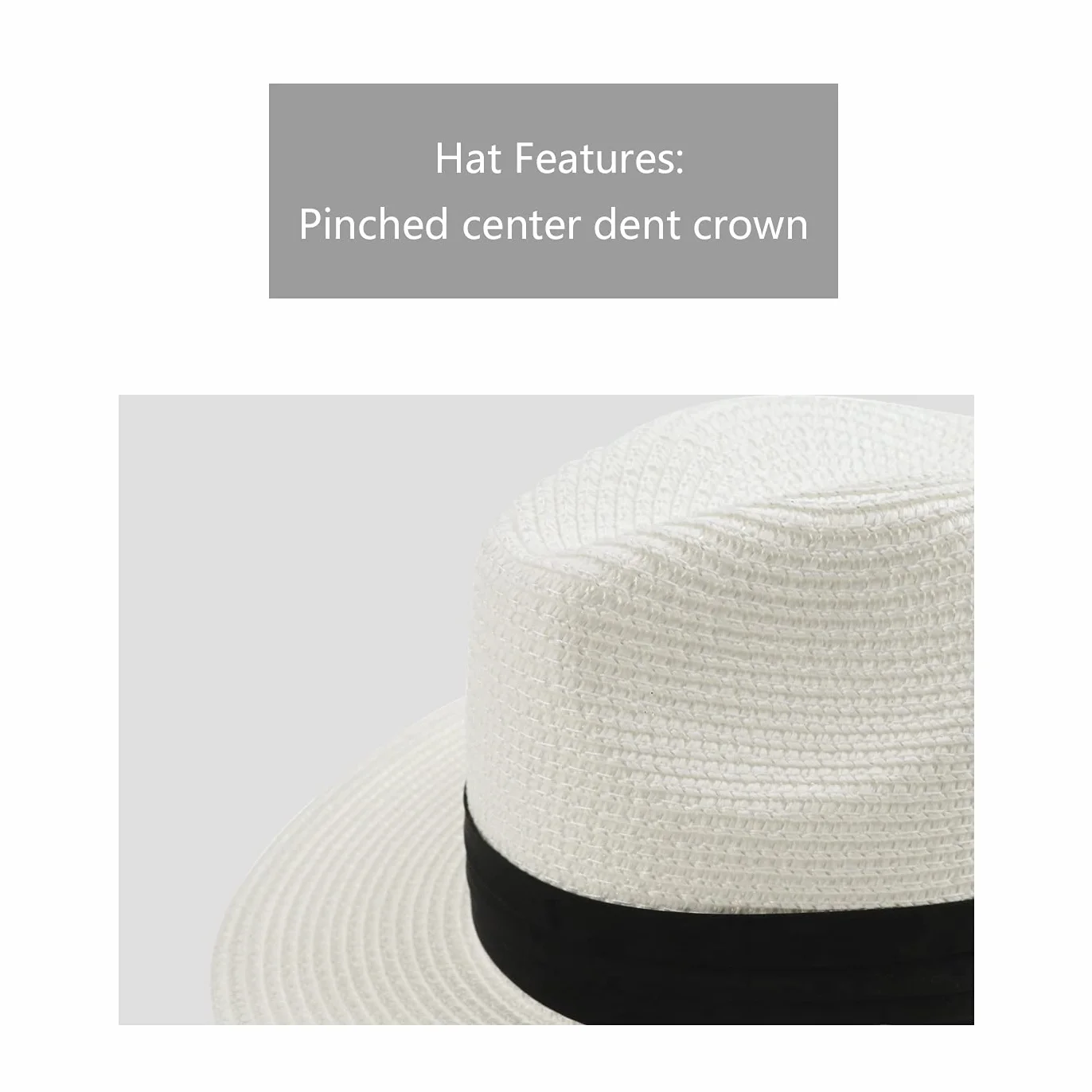 DRESHOW Damski kapelusz z Szerokim Rondem ze Słomy Panama Zwijana czapka Fedora Beach Sun Hat UPF 50+