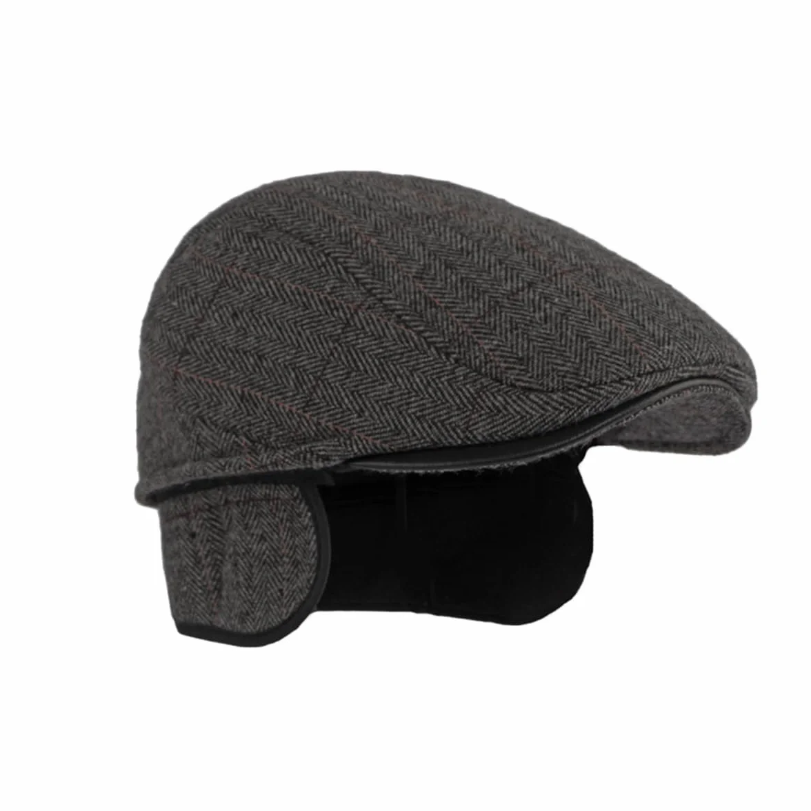YAMEE Beret zimowa męska ze składaną klapką na uszy wiatroszczelna retro czapka z suwakiem Cabbie Cap