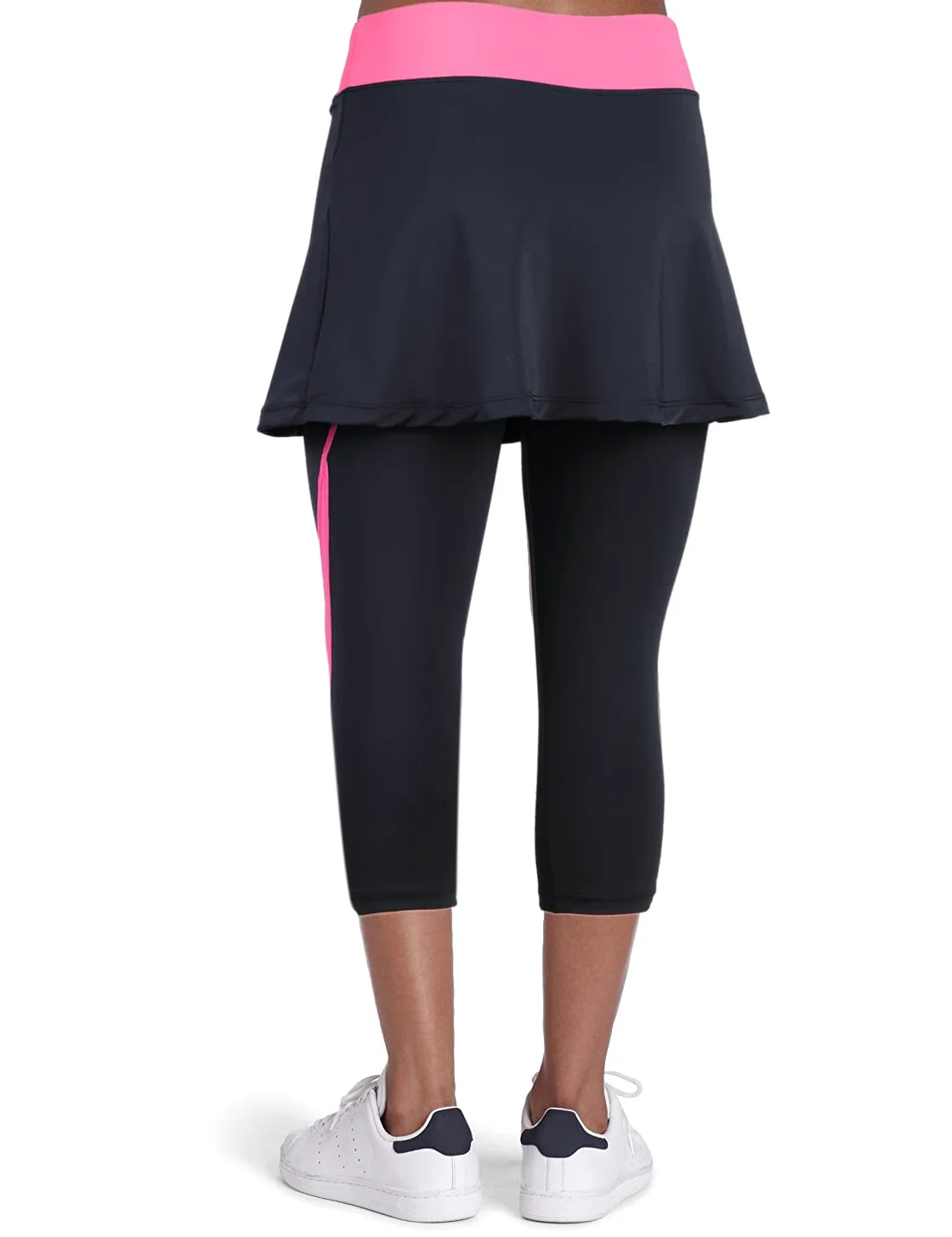 ANIVIVO Legginsy ze spódnicą dla kobiet, legginsy ze spodenkami i damskie ubrania tenisowe, Różowy Apart, XL