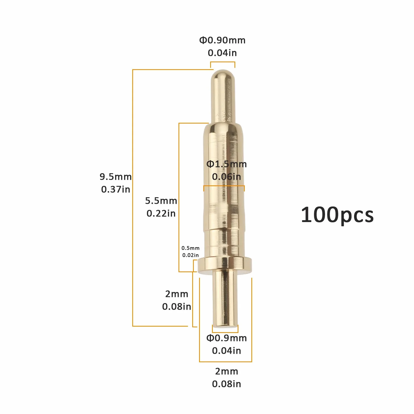 100 szt. 9,5 mm sondy do testu prądu Pogo Pins Złącze 24 V DC 1,5 A do telefonów komórkowych, komunikacji, motoryzacji