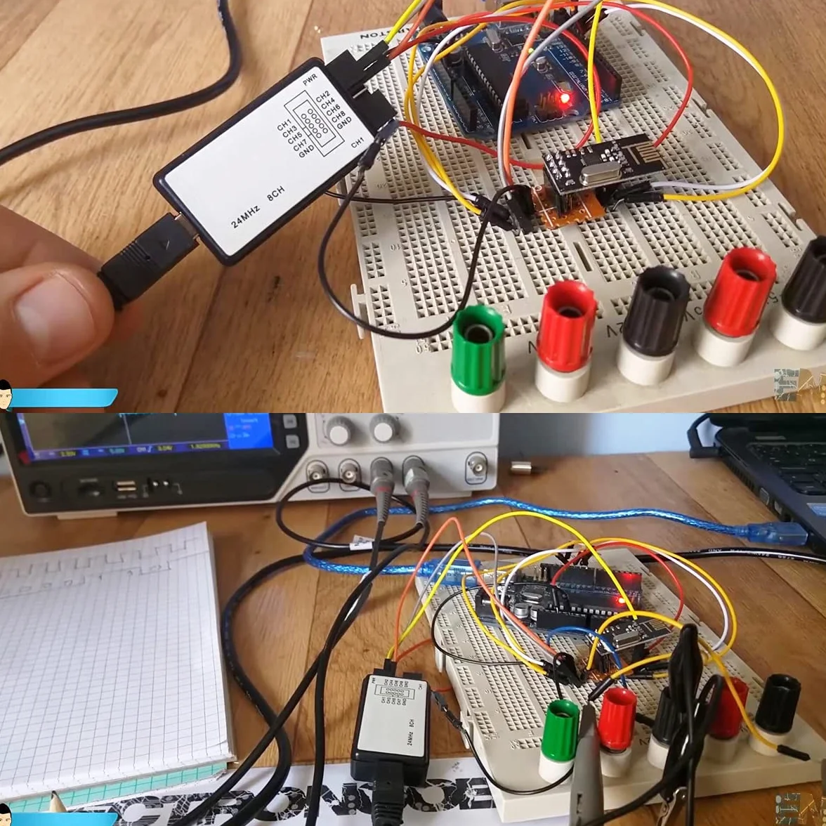 USB Logic Analyzer Device 24 MHz 8CH 8 kanałów UART IIC SPI Debug z kablem mini USB DuPont kabel 6 kolorów haczyków testowych Clip Set do Arduino FPGA M100 SCM