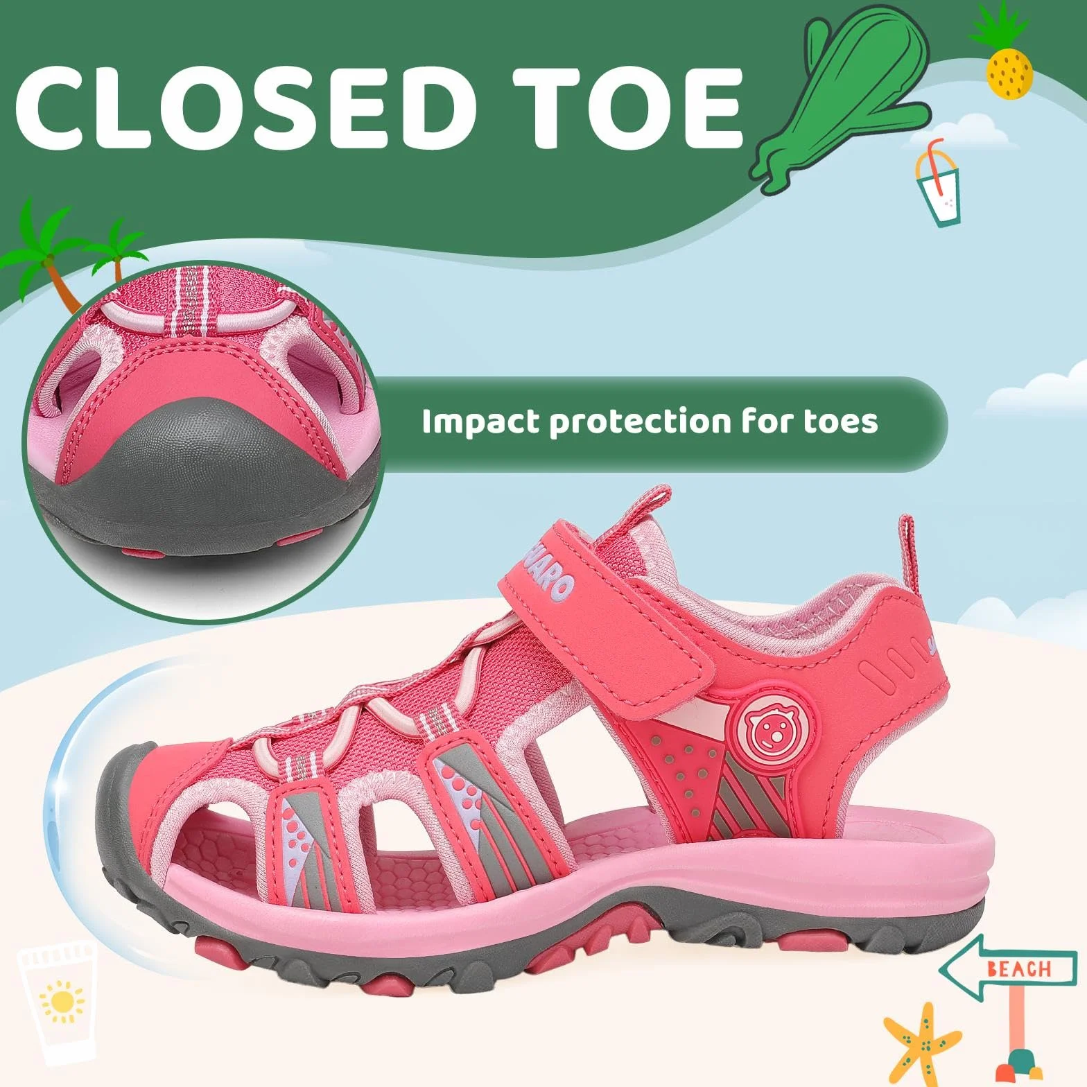 SAGUARO Sandały dla dzieci na lato plaża dziewczęce sportowe outdoorowe rozmiar 25-38 EU