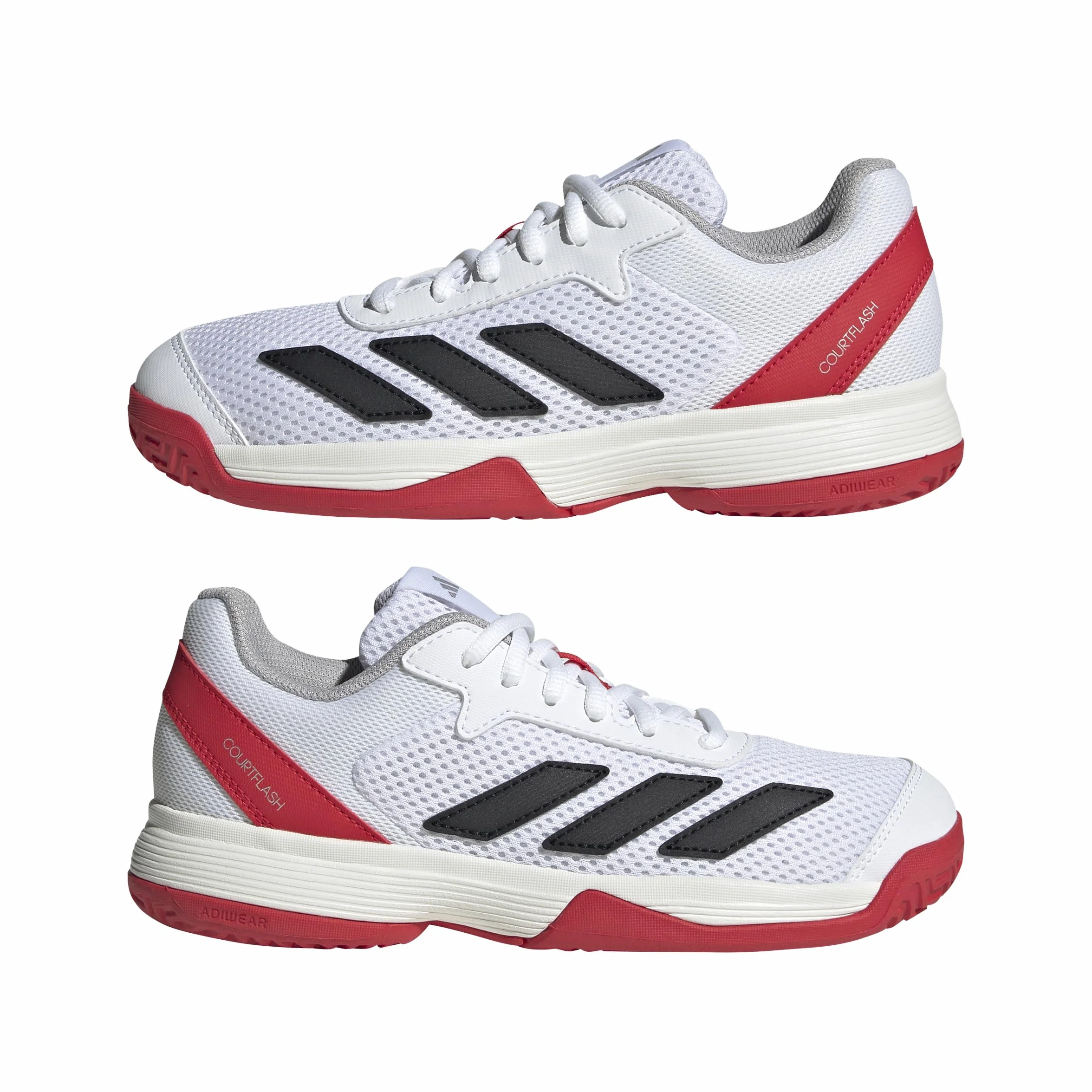 adidas Uniseks - dzieci Courtflash Kids Tennis Shoes, Cloud White/Core Black/Lucid Red, 38 EU