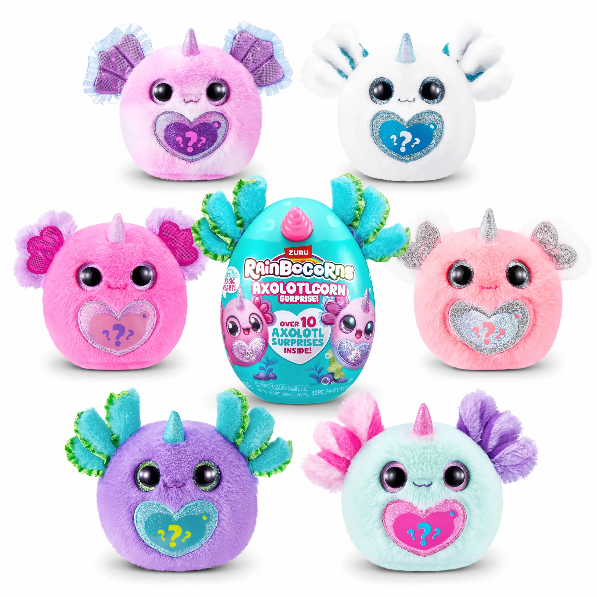 Rainbocorns Sparkle Heart Series 1-AXOLOTLCORN Surprise White Axolotl, 92120B